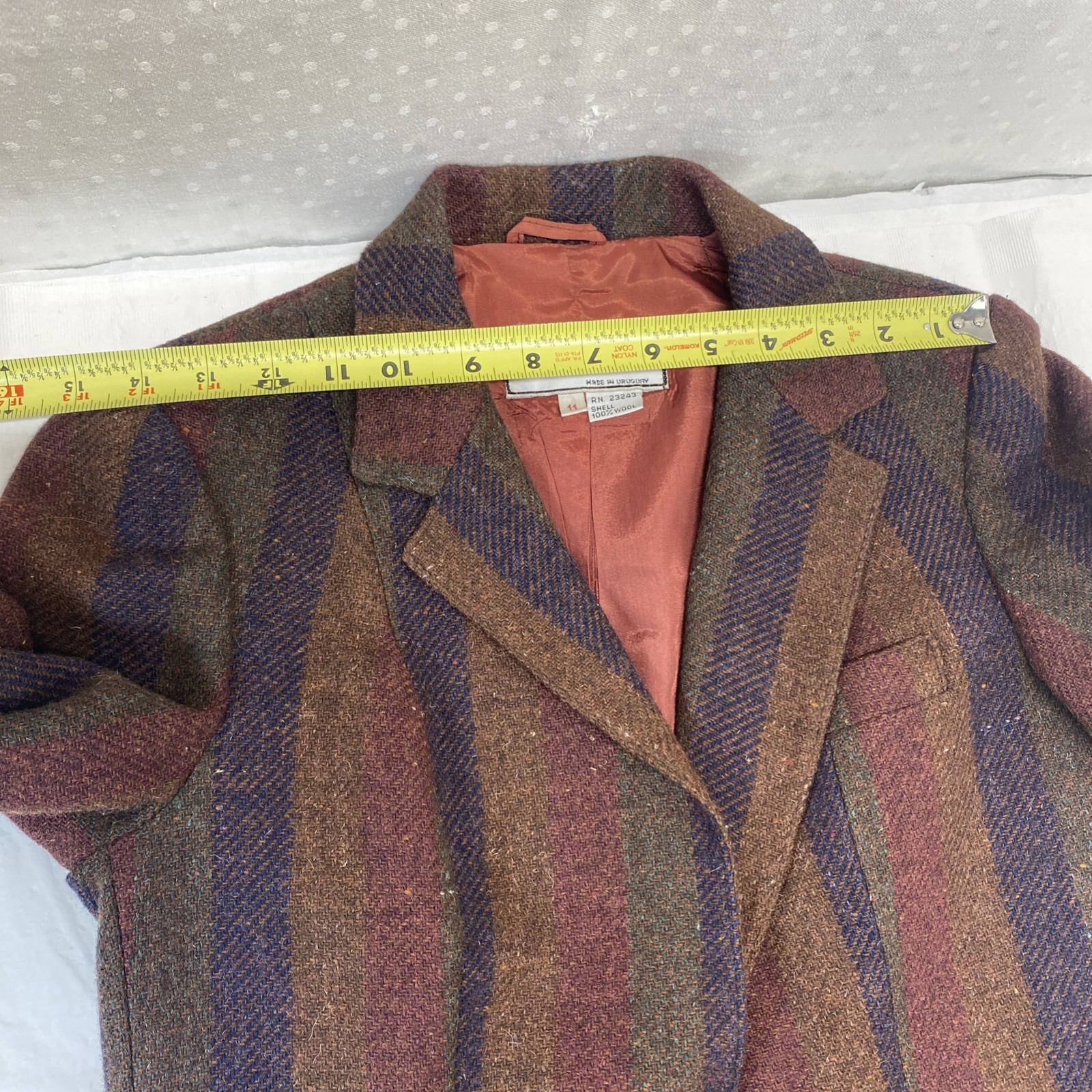 Vtg David Benjamin Wool Blazer Structured Stripes Sz 11 Lined Preppy Classic