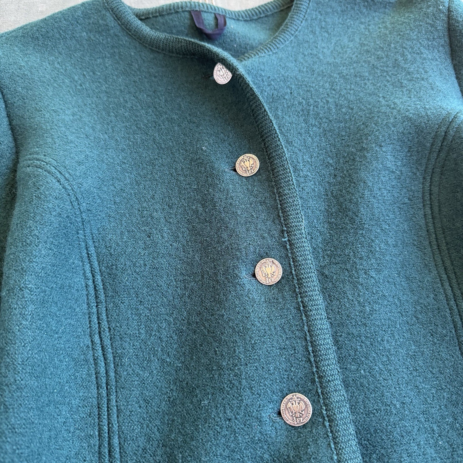 Vintage Edinburgh Wool Sweater Women’s 14 Gold Buttons Made In Scotland 80s