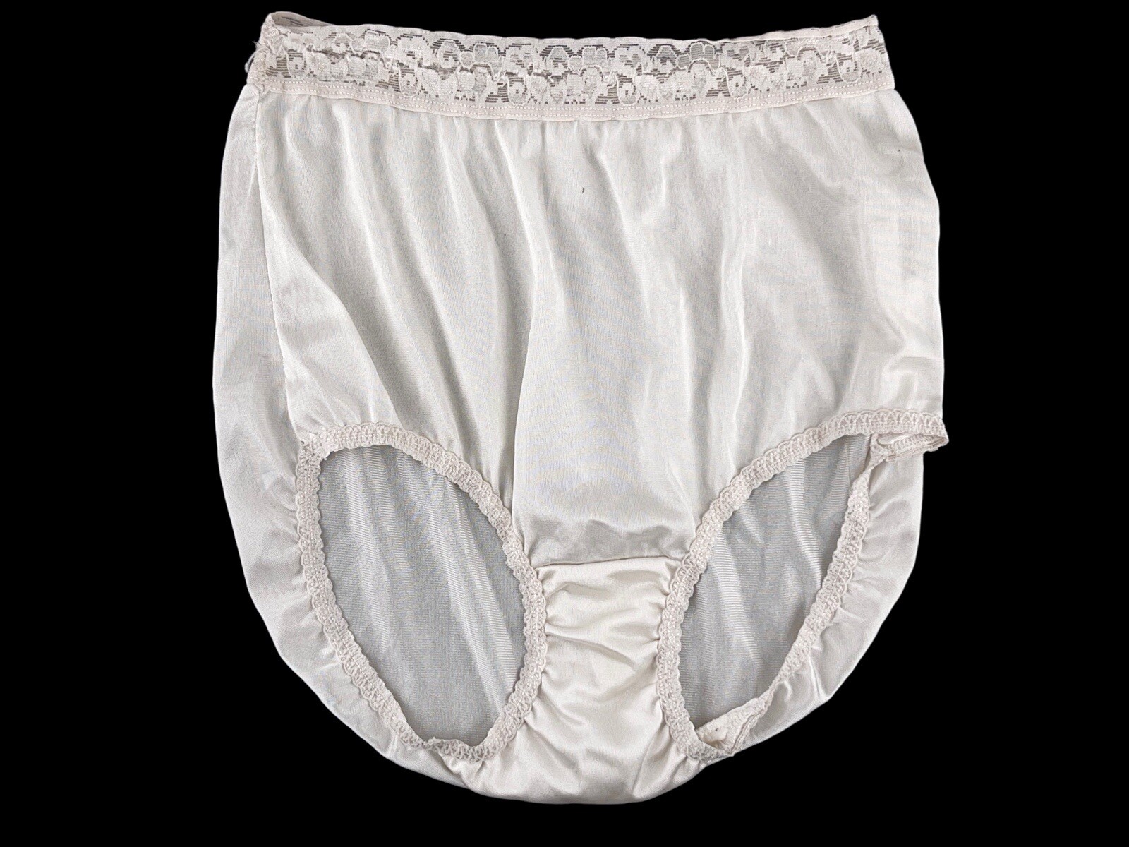 Vintage HANES Her Way Hi Leg French Cut Shiny Satin Nylon Pantie Brief 24”-28”W