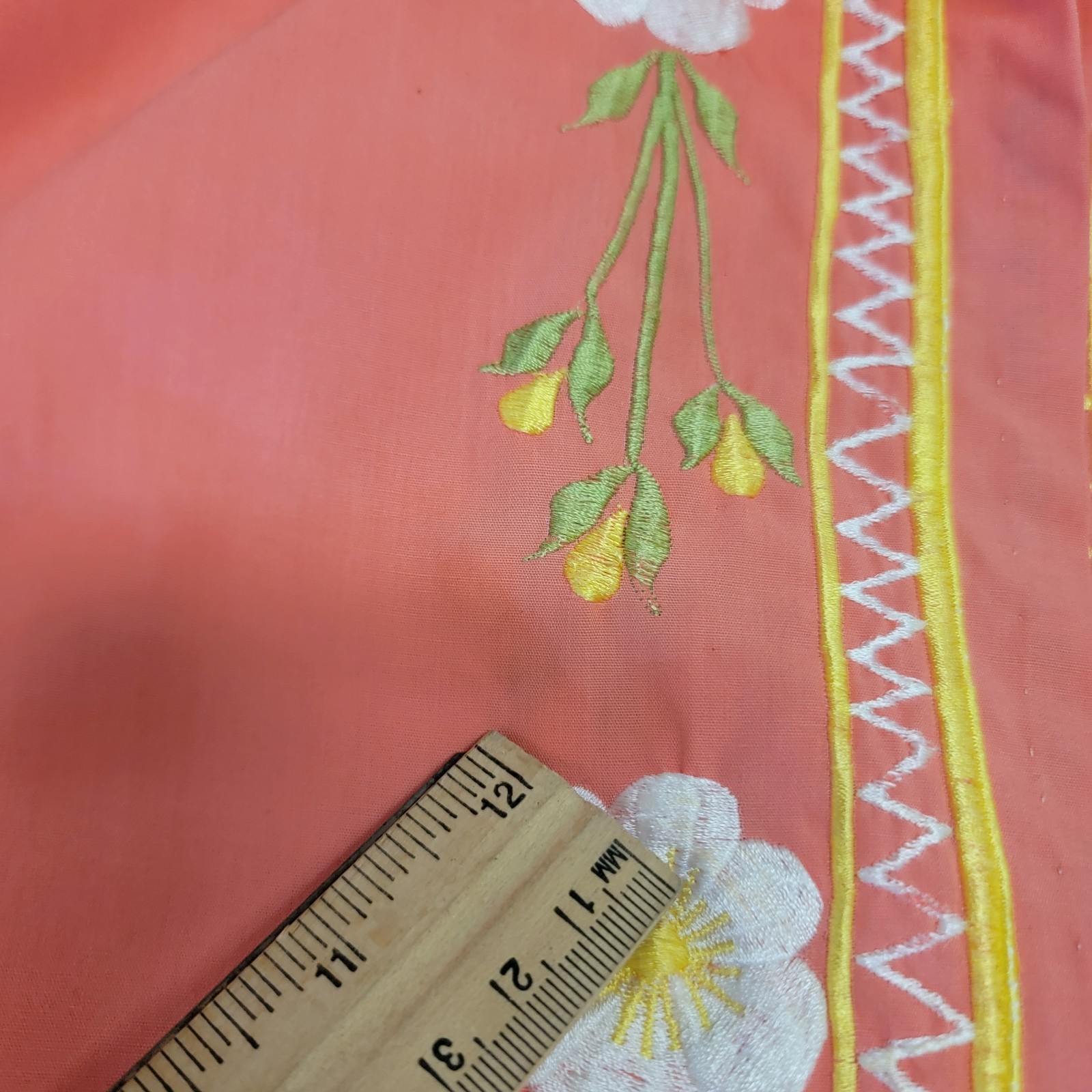 Vintage Angel Wing Embroidered Kaftan Apricot Peach Dress M