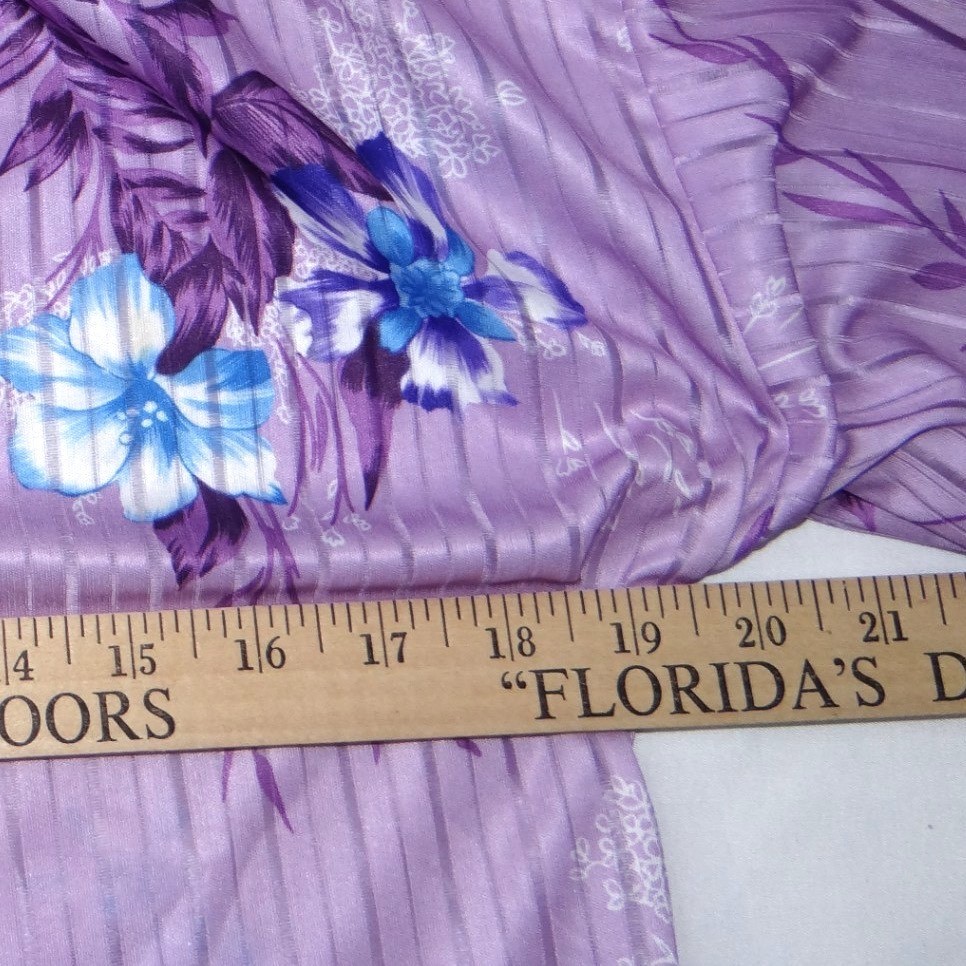 Vintage 14th Place California Purple Floral Shadow Stripe Popover Blouse Medium