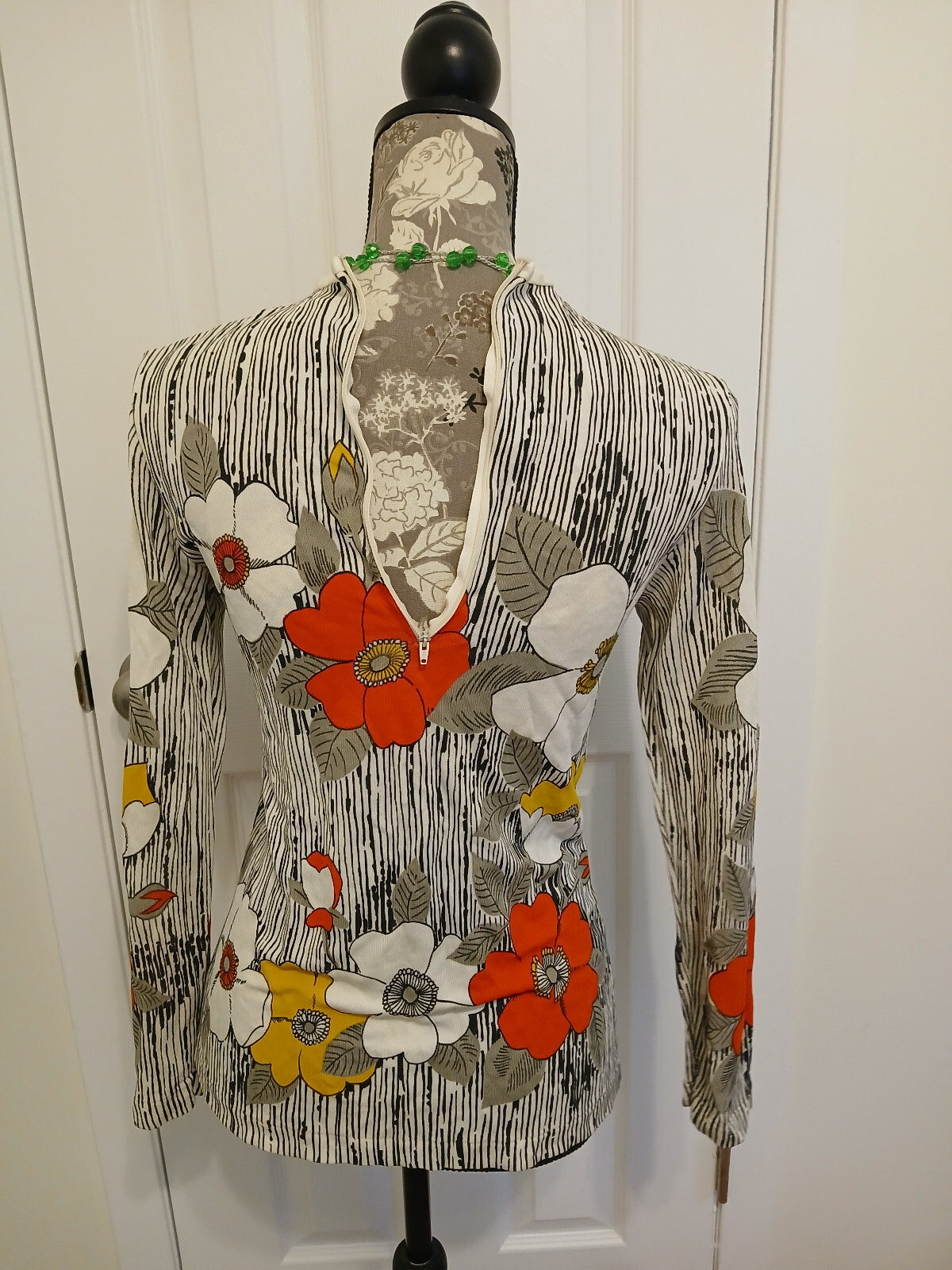 Vintage MOD Shirt Polyester 60s 70s Disco Retro Hippie MUST SEE Flower Power