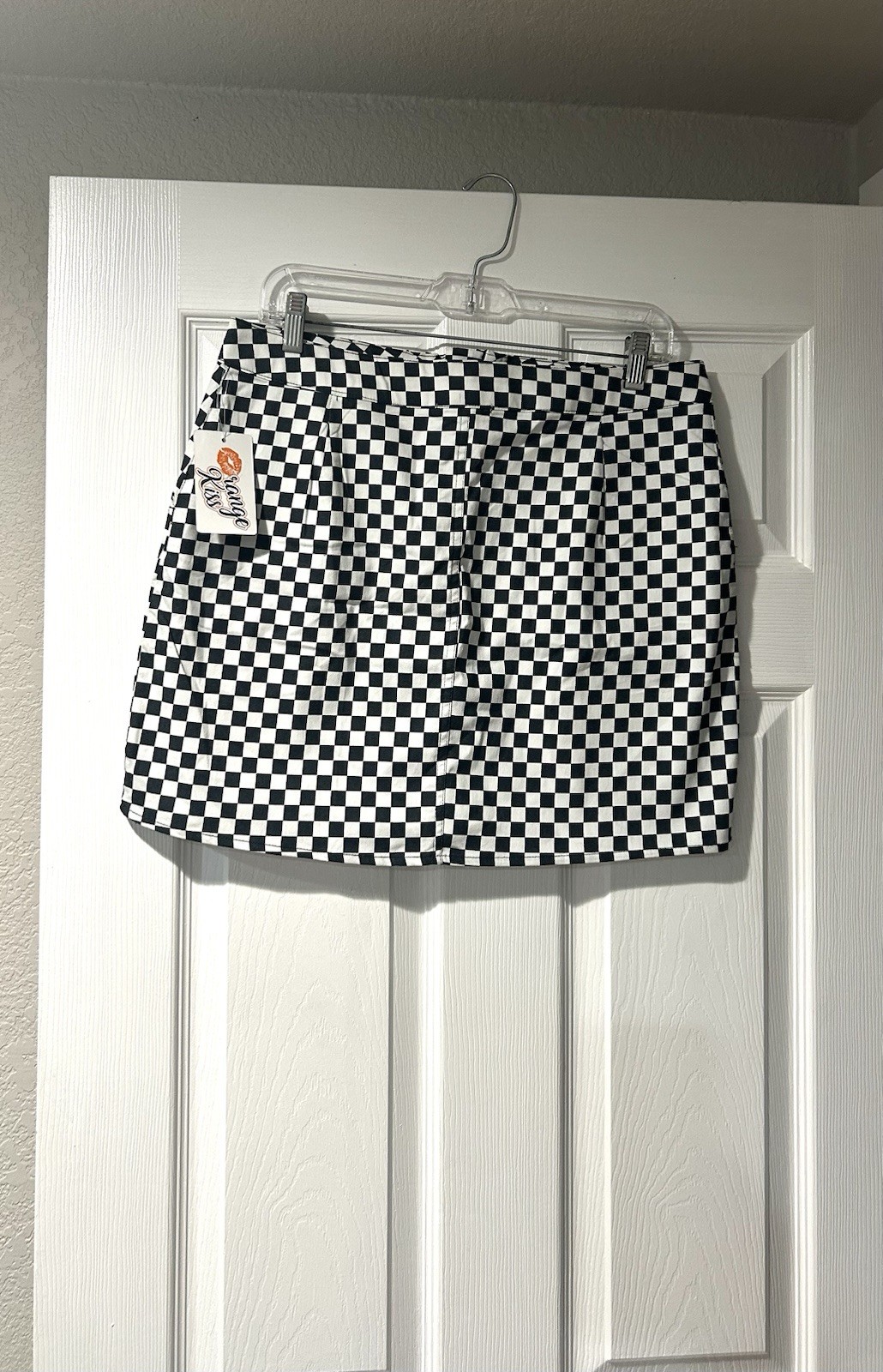 Vintage Skater Checkered Mini Skirt by Orange Kiss In Size L (14) NWT