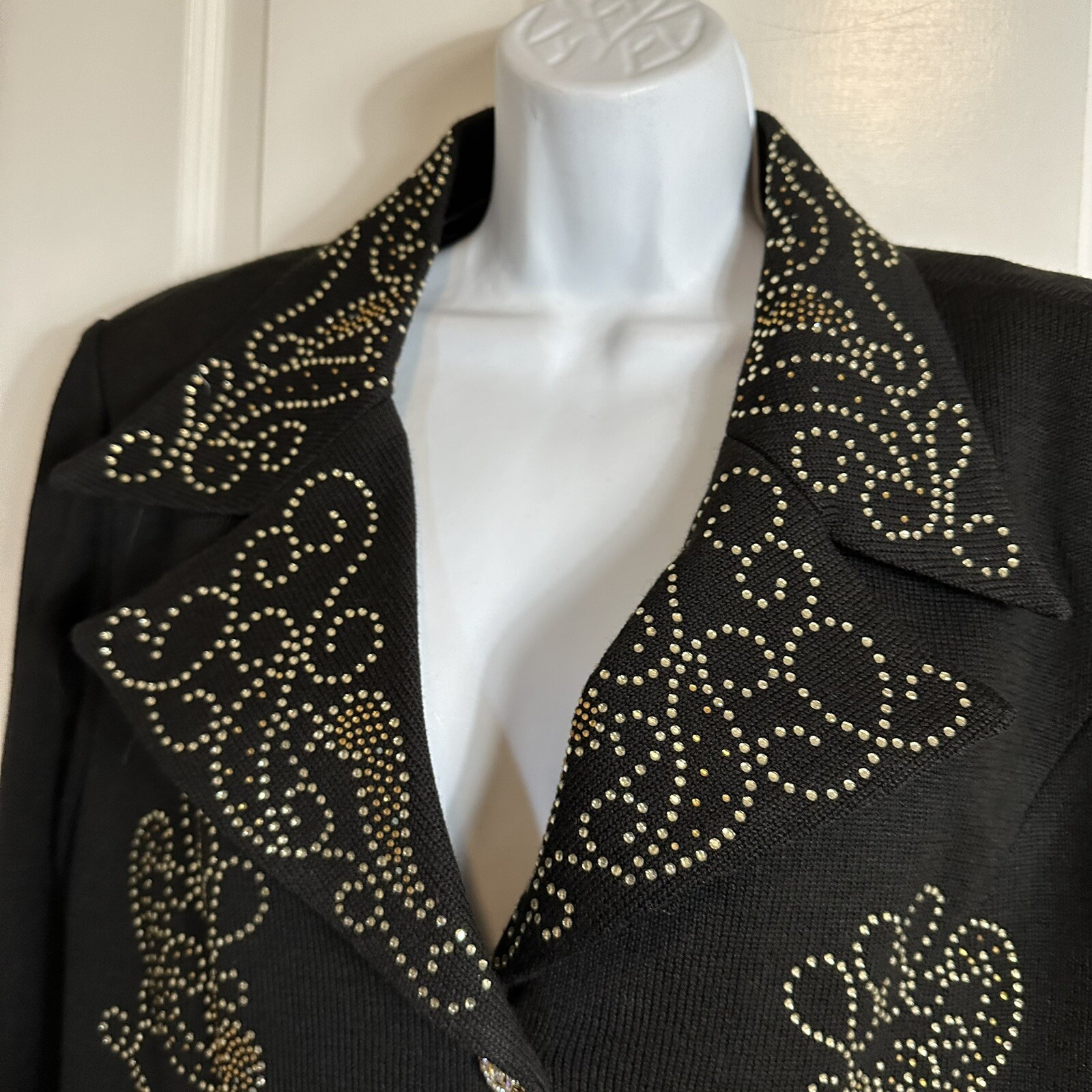 Vintage Elite Champagne black Blazer Stage Church formal Shoulder pads Sz 20