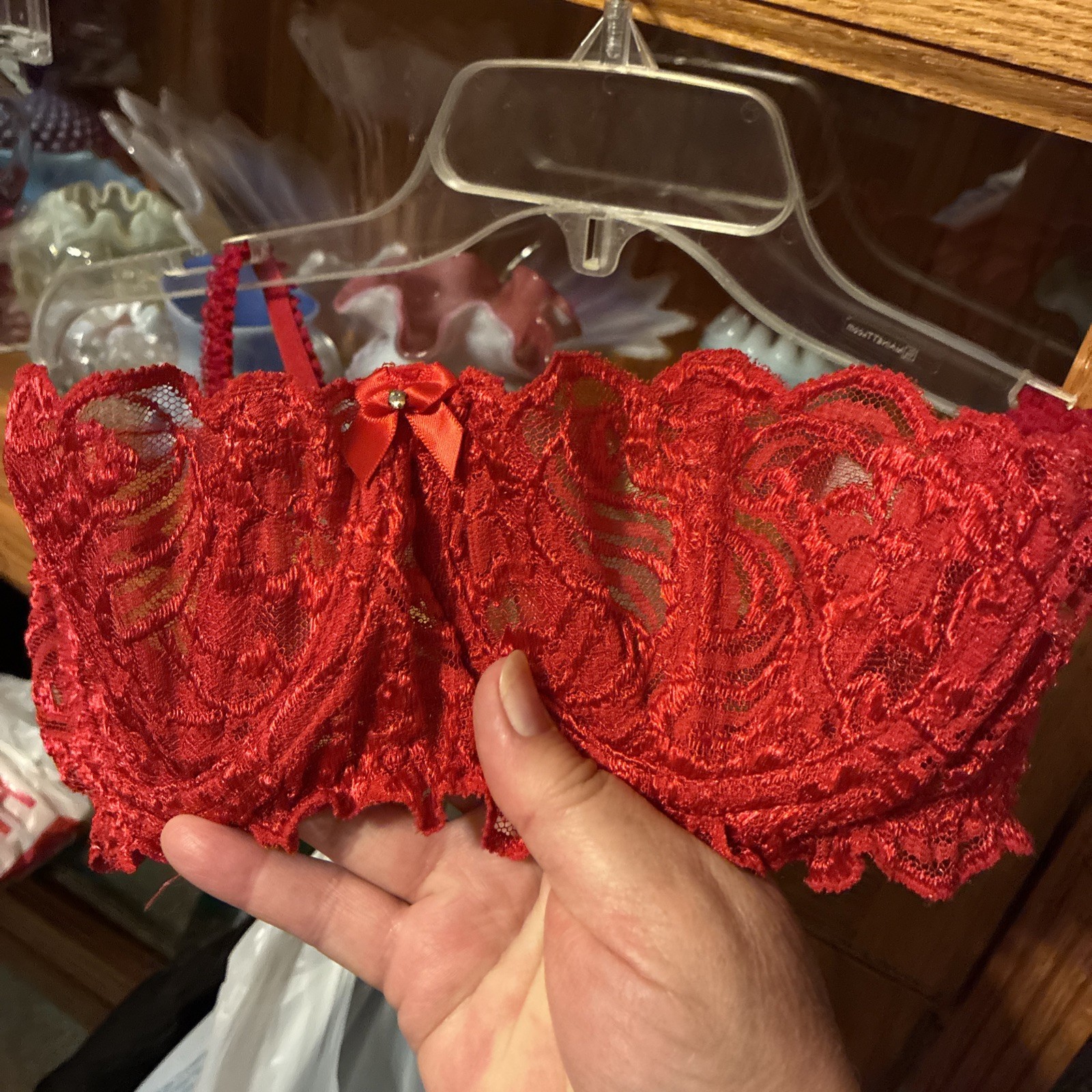 Shirley of Hollywood Vintage Y2K Red Lace Underwire Bra Style 324 Size 36 Sexy