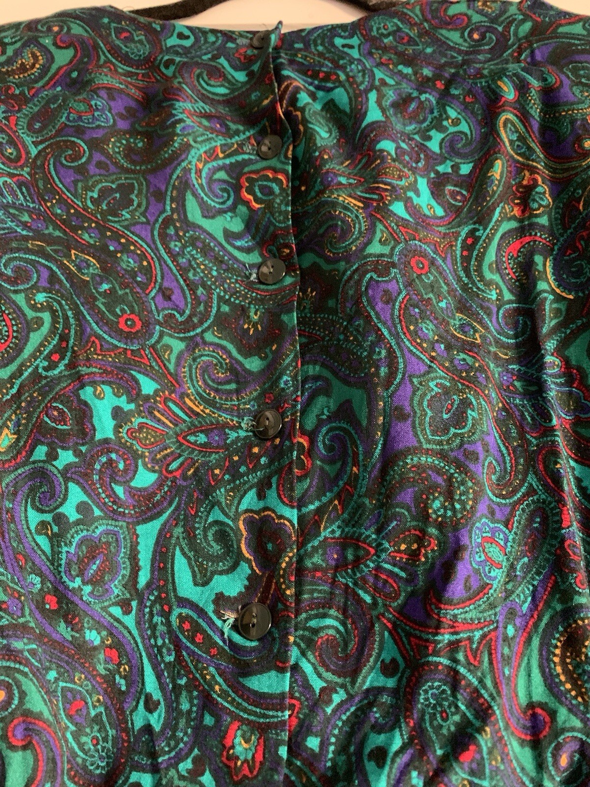 VLP Petites Sheath Blouson Dress Women’s 14 Paisley Union Made Vintage 80s