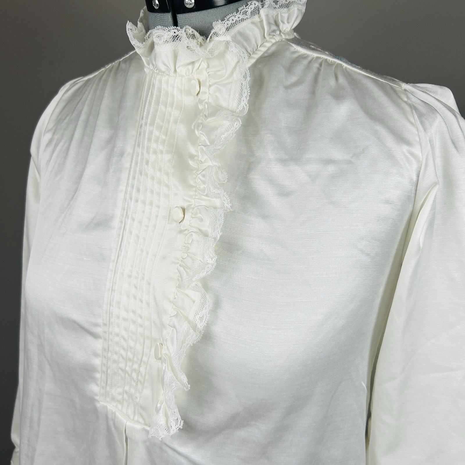 Jodie Arden Vintage Prairie Nightgown Dress White Lace Ruffle Cottagecore S