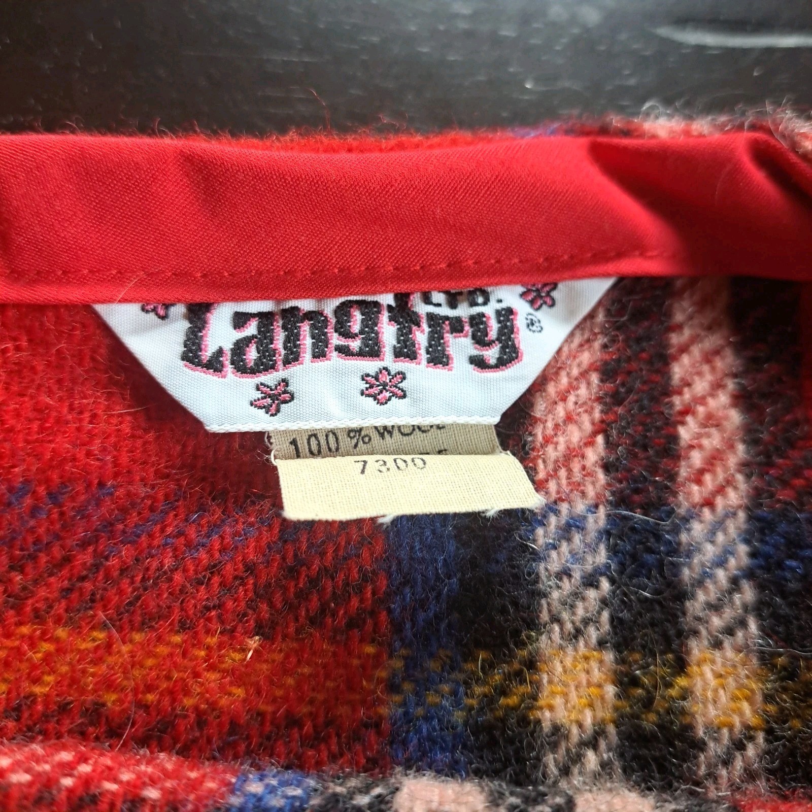 Vintage 70s Langtry Ltd. Wool Poncho/Cape One Size Red Plaid Fringe Boho Hippy