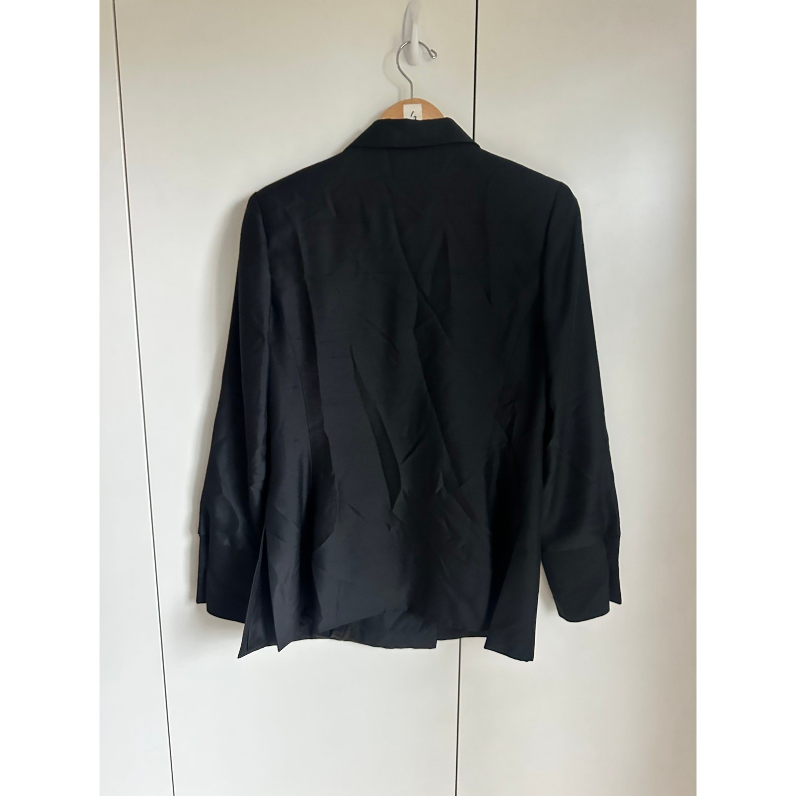 Vintage 80s Silk Tuxedo Blazer Black Size 10 Double Breasted Classic old Money