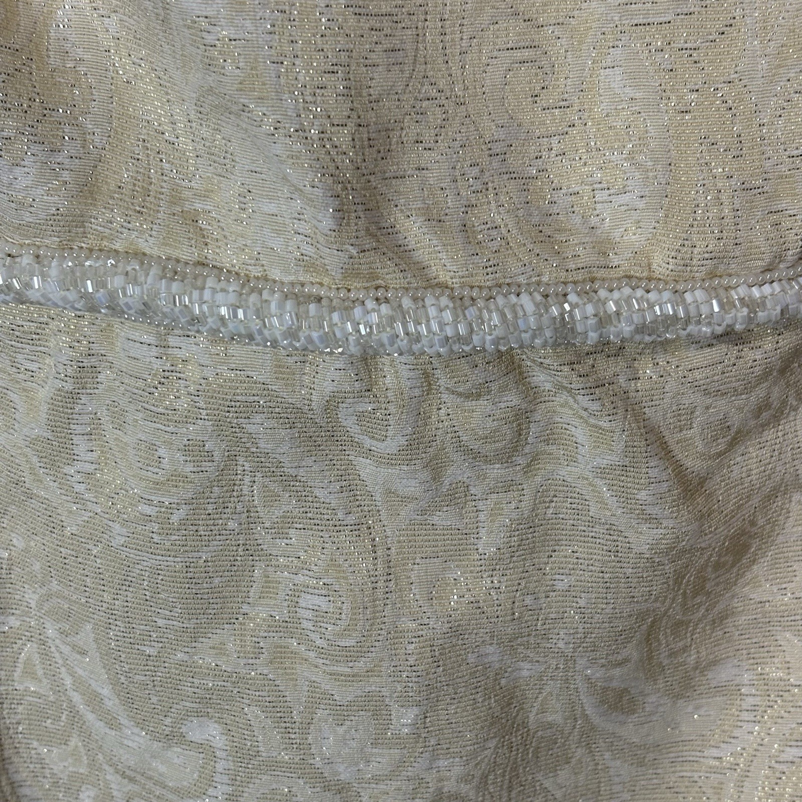 Vintage Badgley Mishka 90’s Y2K Cocktail Dress Cream White Gold Brocade Size 6