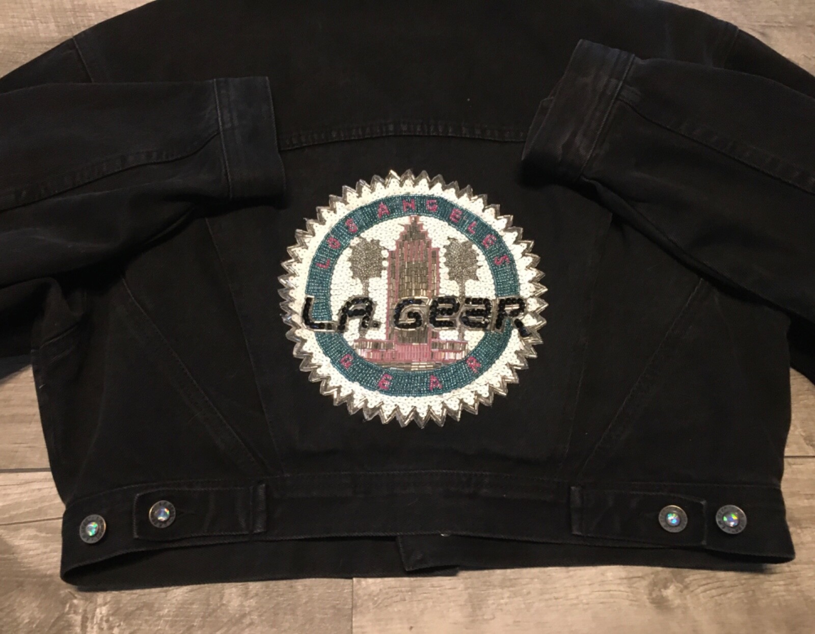 L.A. Gear Denim Jean Jacket Womens Size Large Made in Hong Kong 80’s Vintage