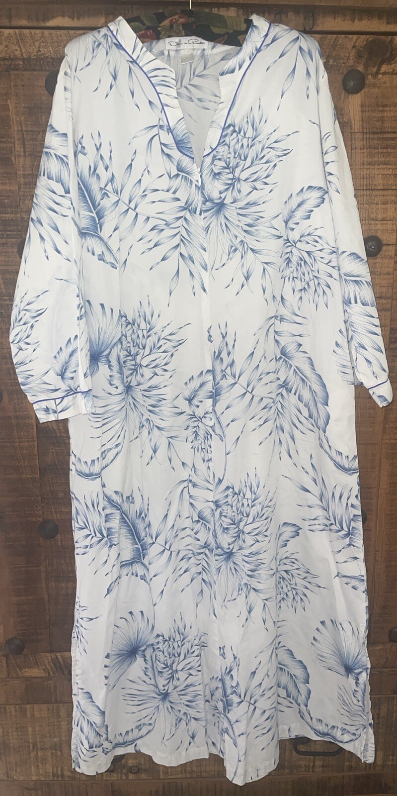 VTG Oscar De La Renta Loungewear Kaftan House Dress Floral Lightweight Pockets