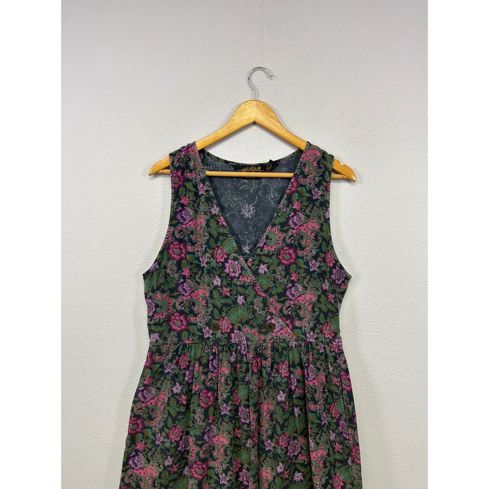 Cottagecore Vintage Eddie Bauer Womens Sm Multicolor Floral Corduroy Midi Dress