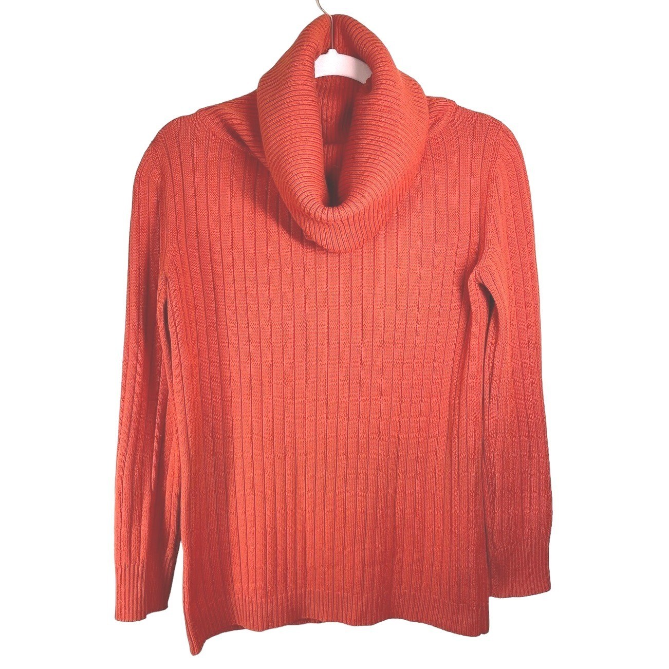 Gino Paoli Vintage Italian 100% Wool Ribbed Cowl Neck Sweater Orange Size 12