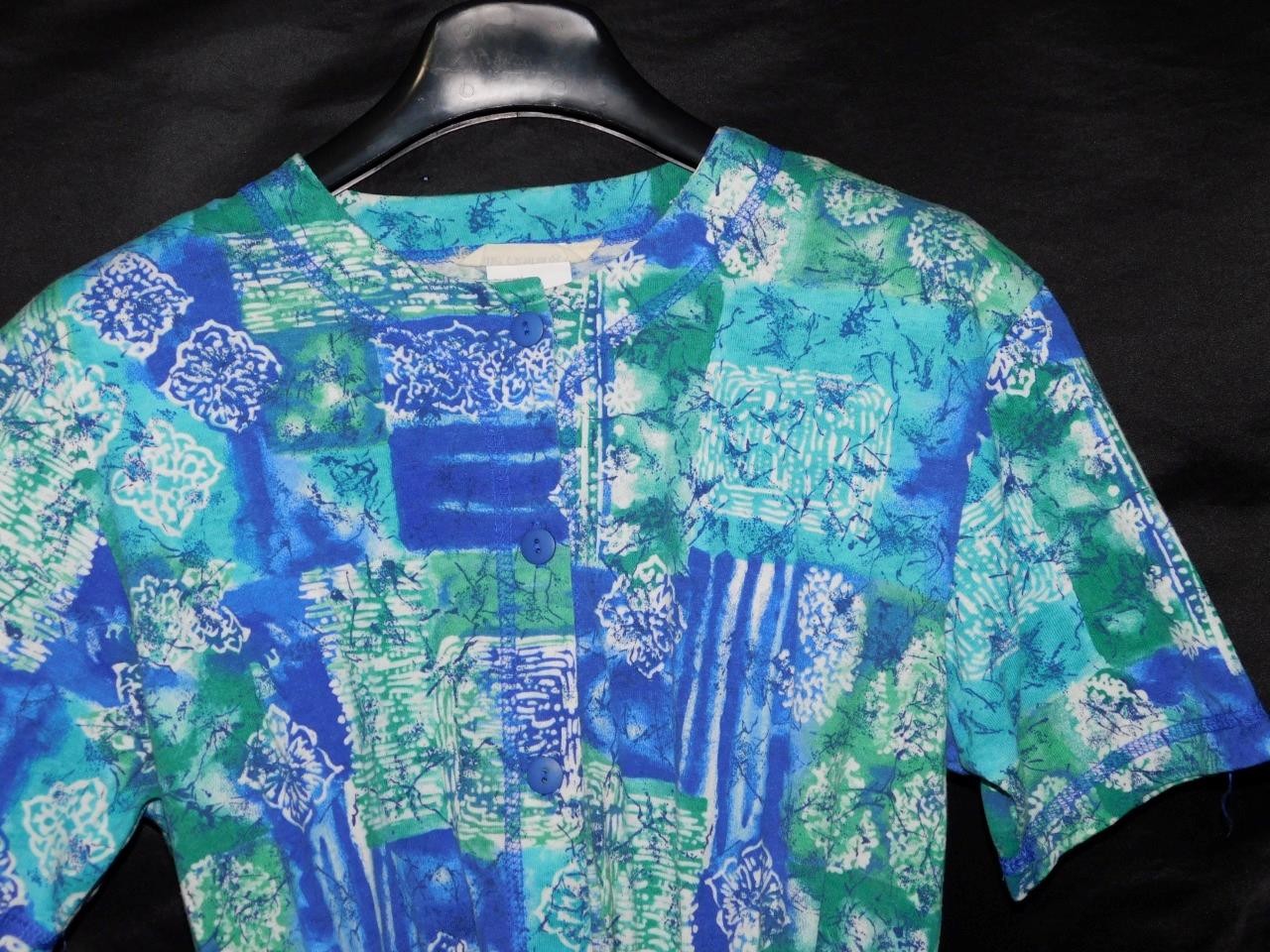 Vintage 80s Katie Clothing Co S Blue Purple Romper Shorts Jumpsuit Cotton Knit