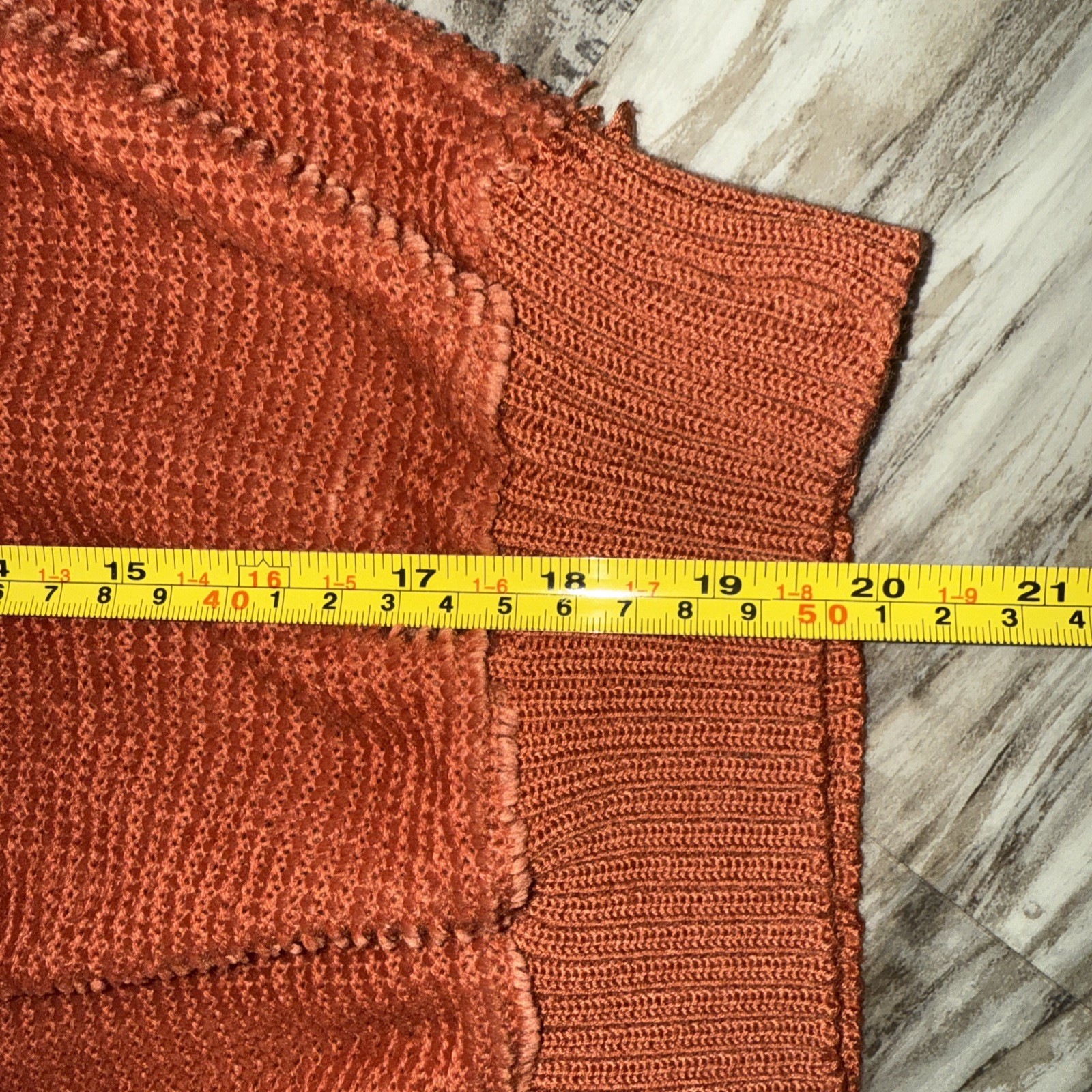 VTG Disco JF Adams Women’s Acrylic Rust Orange Textured Long Sleeve Shirt Read