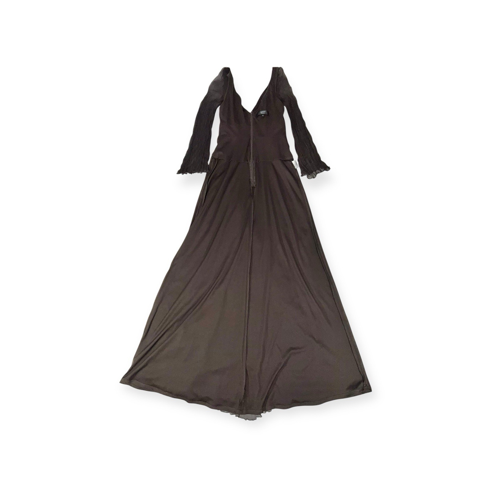 TADASHI SHOJI RUCHED SILK CHIFFON DRESS GOTH WHIMSIGOTH WITCHY VAMP VTG GOWN 6