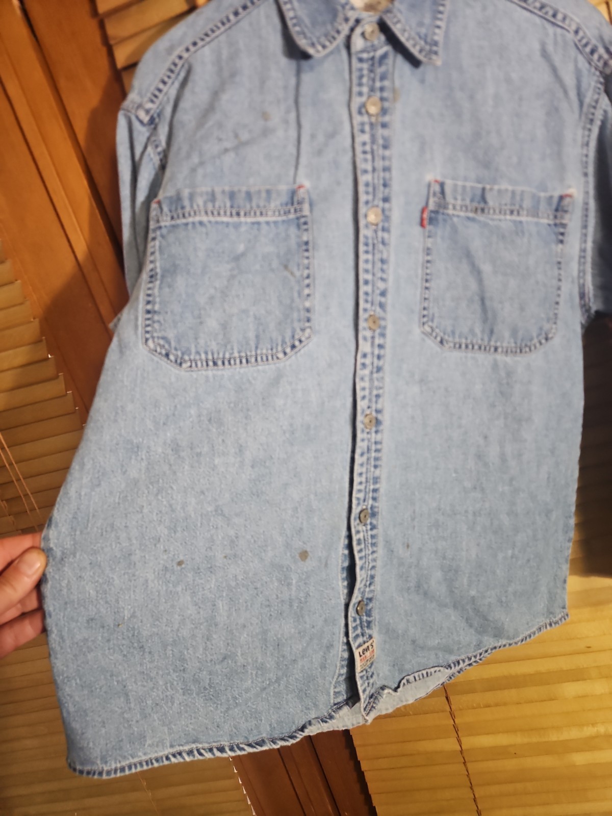 Thrashed Vintage 90s Levis Levi’s Red Tab Women’s Large 16-18 Denim LS Shirt