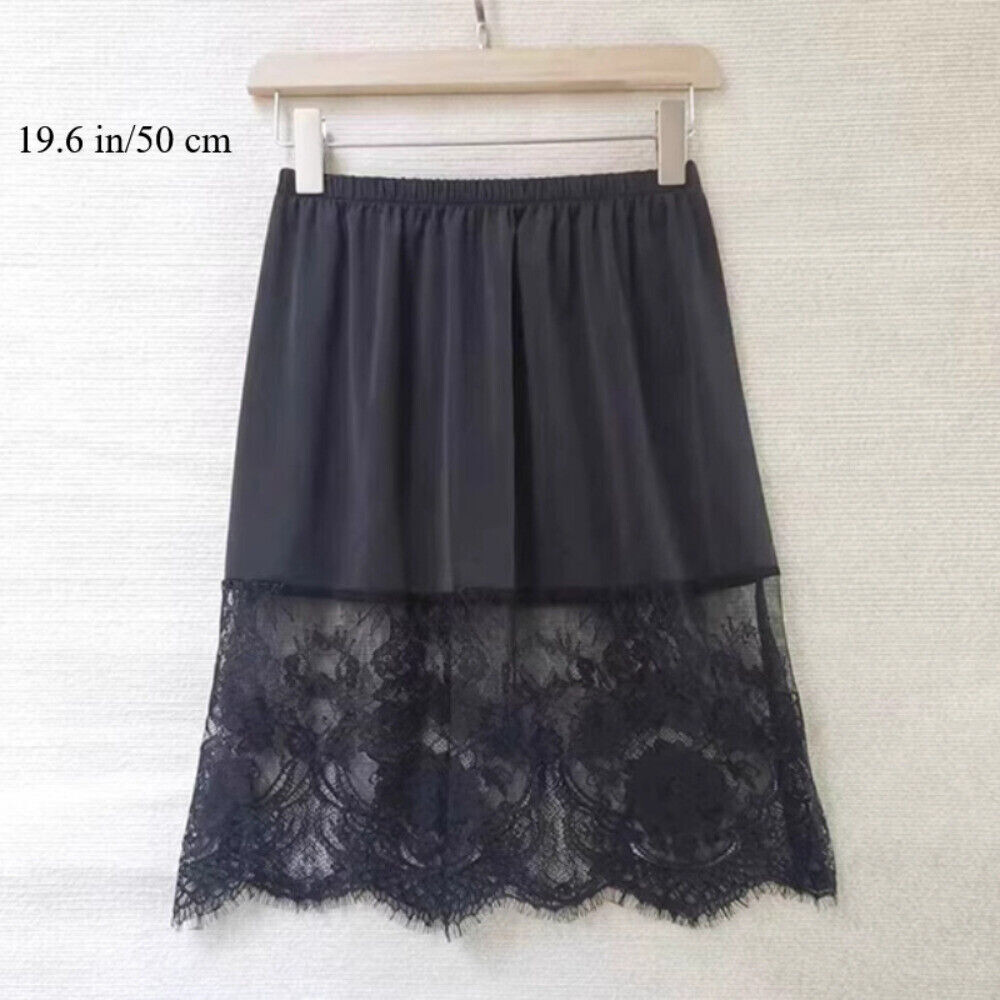 Women Lace Skirt Petticoat Half Slip Splice Floral Casual Formal Underskirt