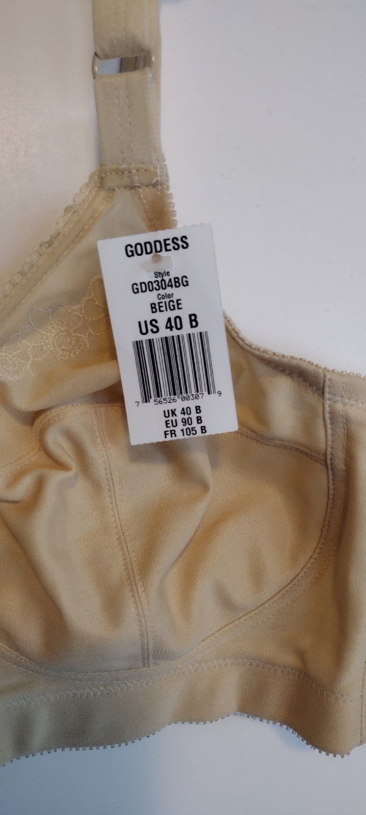 Vintage NWT Goddess Bra Size 40B-BEIGE Style 304 Soft Touch No Wire FULL COVER