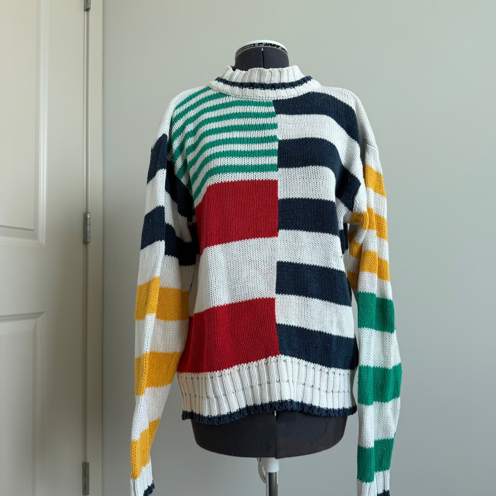 Vintage LizWear by Liz Claiborne Striped Preppy Cotton Turtleneck Sweater
