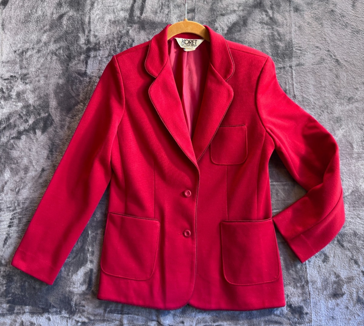 Vintage Koret Red Blazer Jacket Made in USA Sz 10 Pockets 2 button closure lined