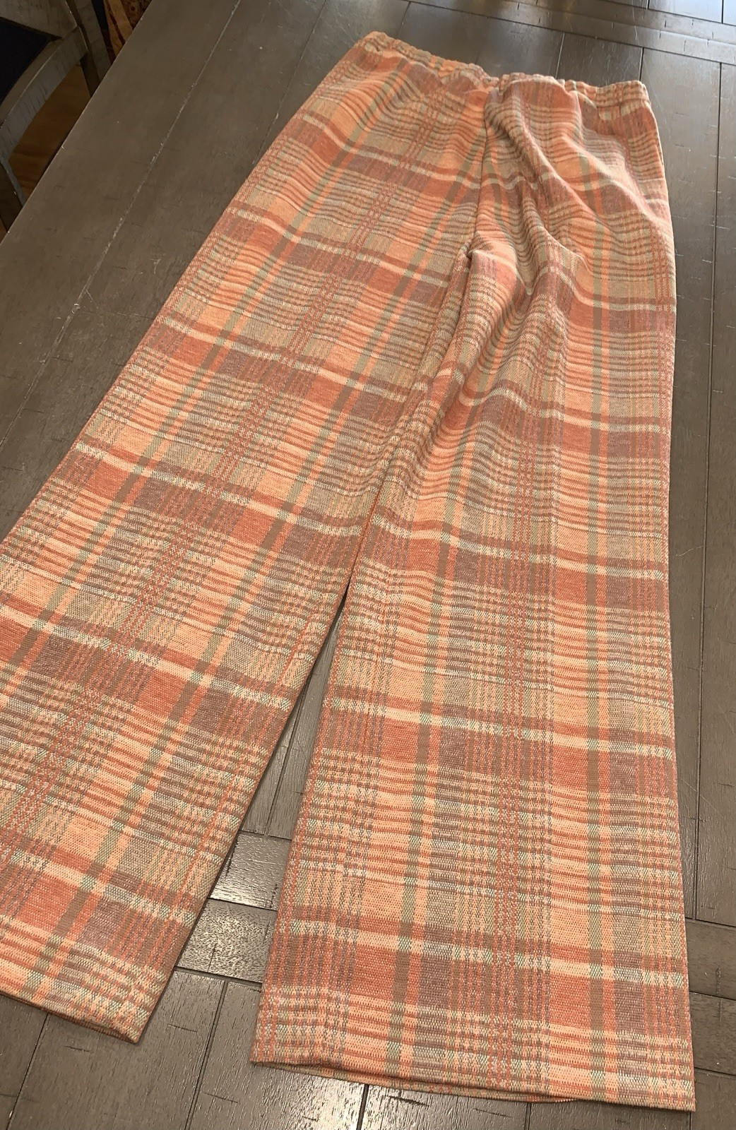 B7 VTG 25×30” SM GRAFF 60s PANTS RUST/TAN PLAID MCM FLARED MOD/GOGO DISCO PULLON