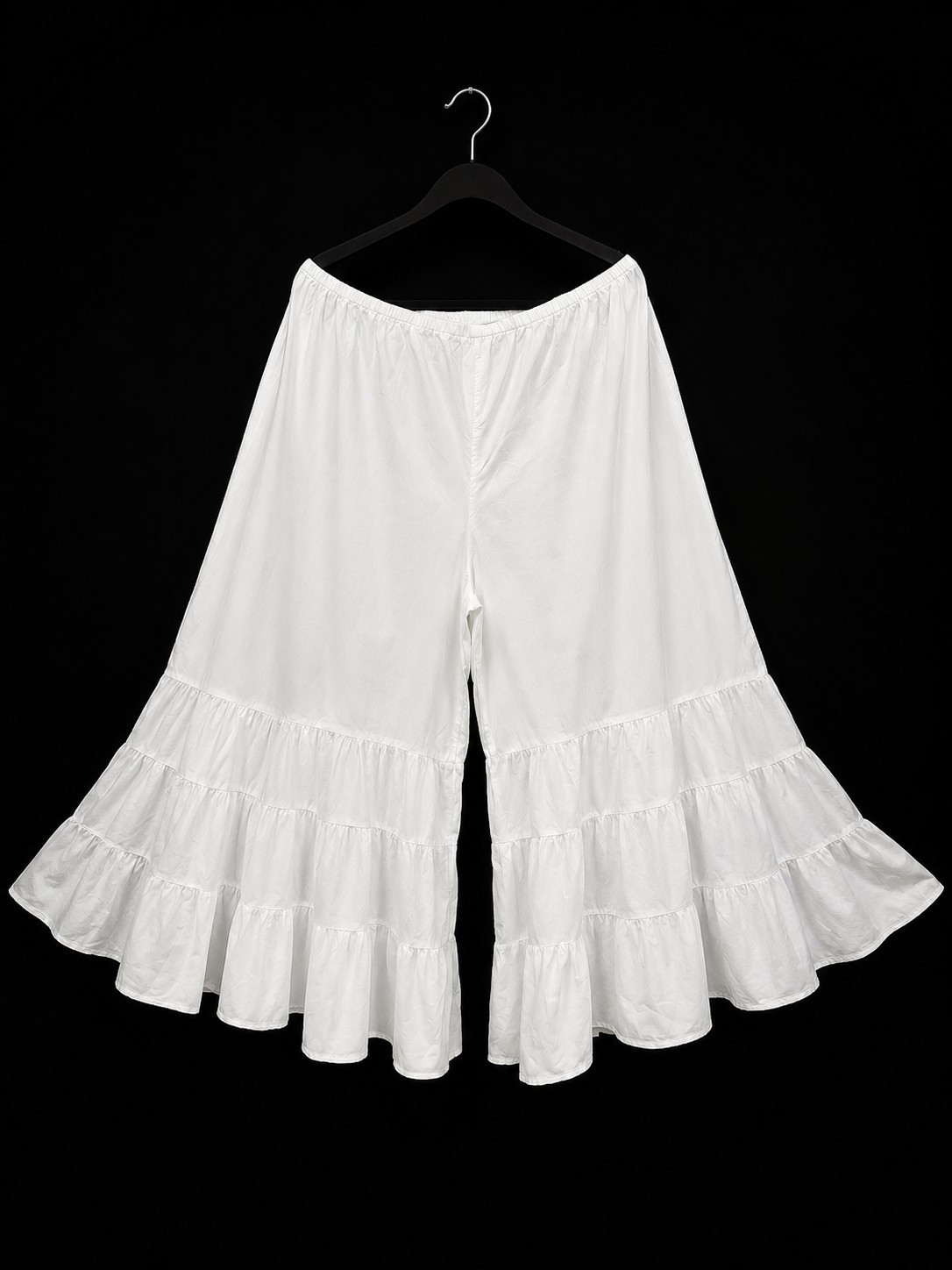 Blair Women’s XLG Wide Leg White Bloomers Pants Tiered Elastic Waist Below Knee