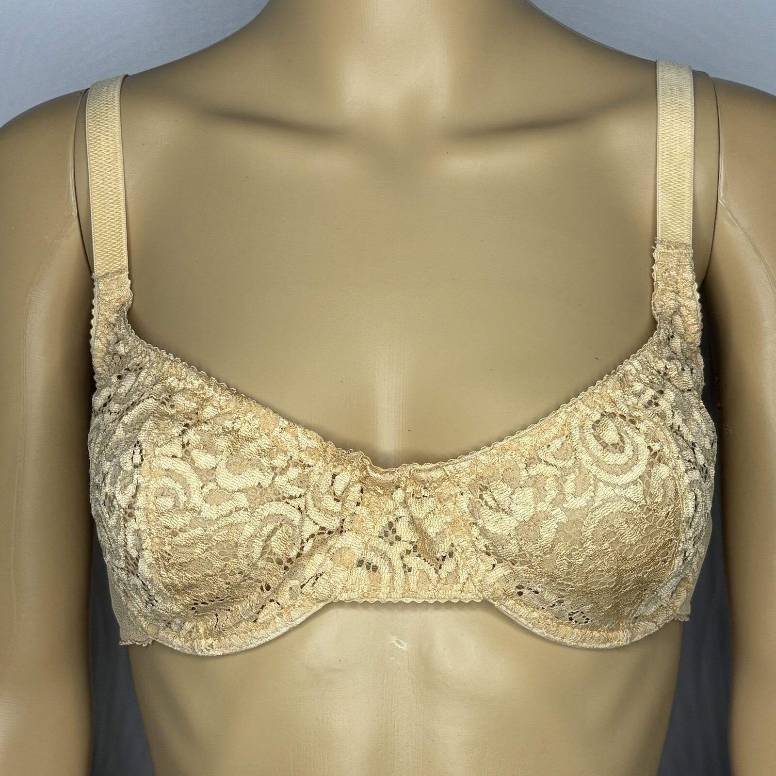 Vintage Avon Intimates Tan Sheer Lace Demi Bra Women’s 36B