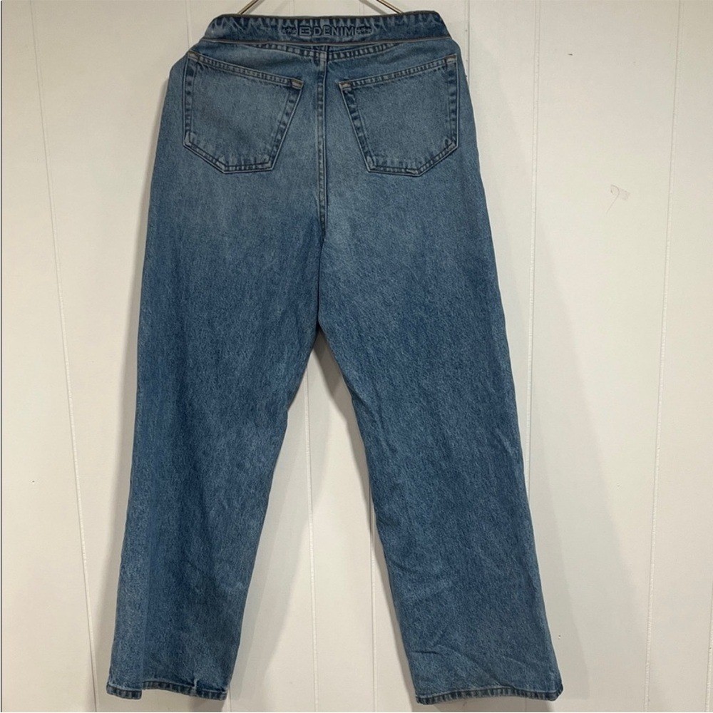 EB Denim Fold Over Waist Wide Leg Jeans street style USA actual sz 28 grunge
