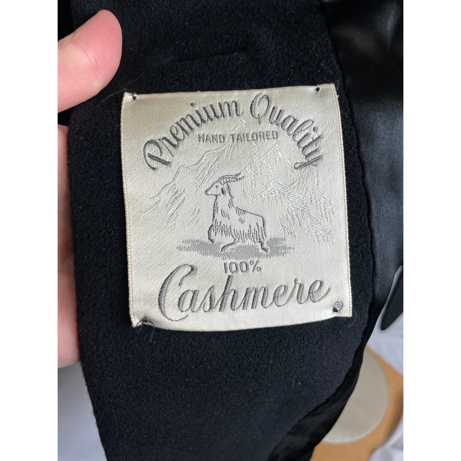 Vintage 1950s Black Cashmere Wool Coat Silver Gray Mink Fur Collar Rare Small/Me