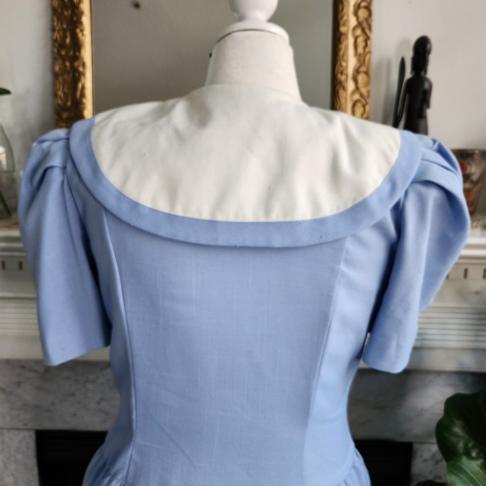 Vintage 1990s Y2K Cool Blue Sailor Dress Size 14 Nautical Retro Secretary Cruise