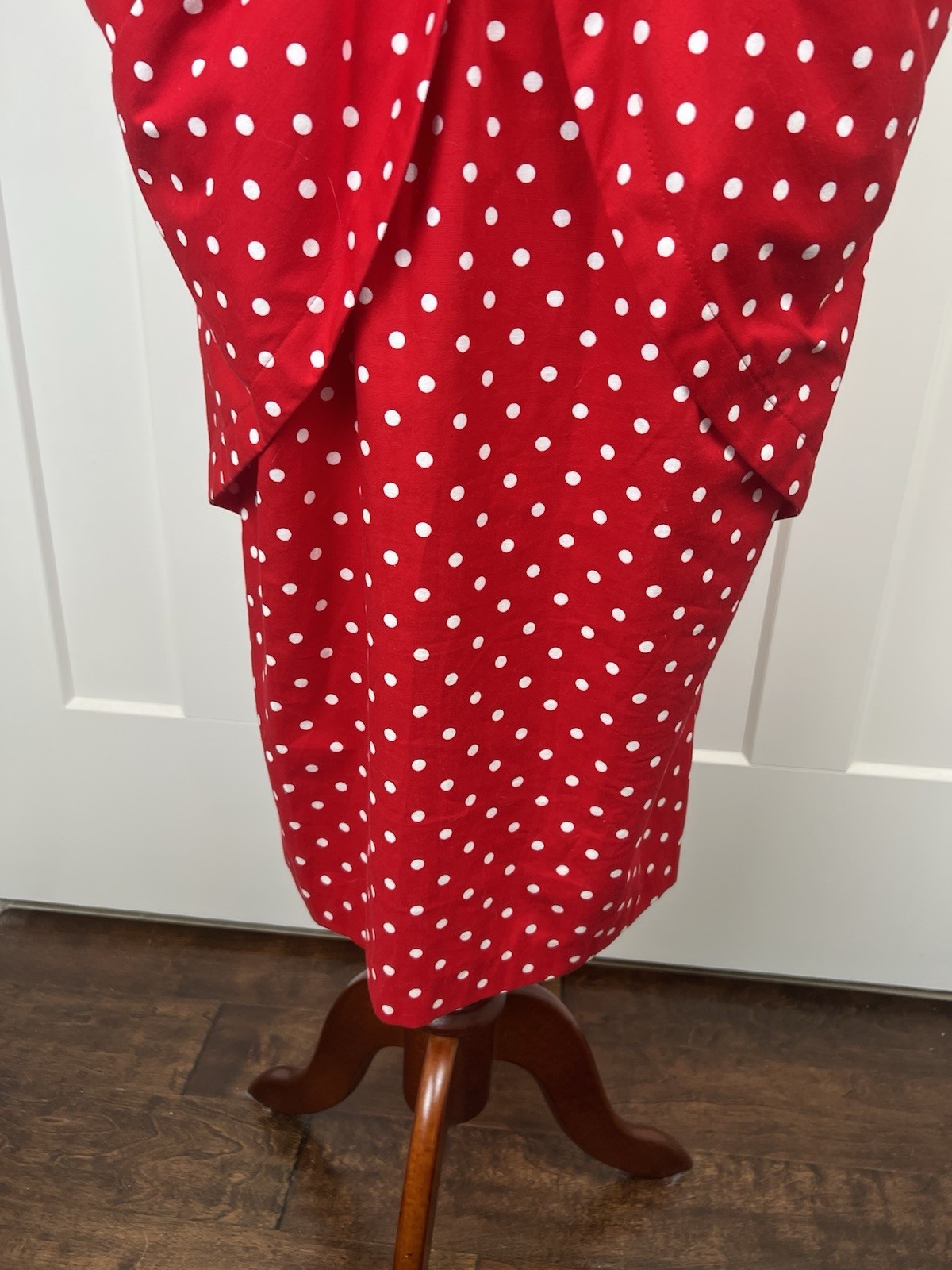 Vintage Choon California Red White Polka Dot Dress Belted Tulip Bubble Pocket 12