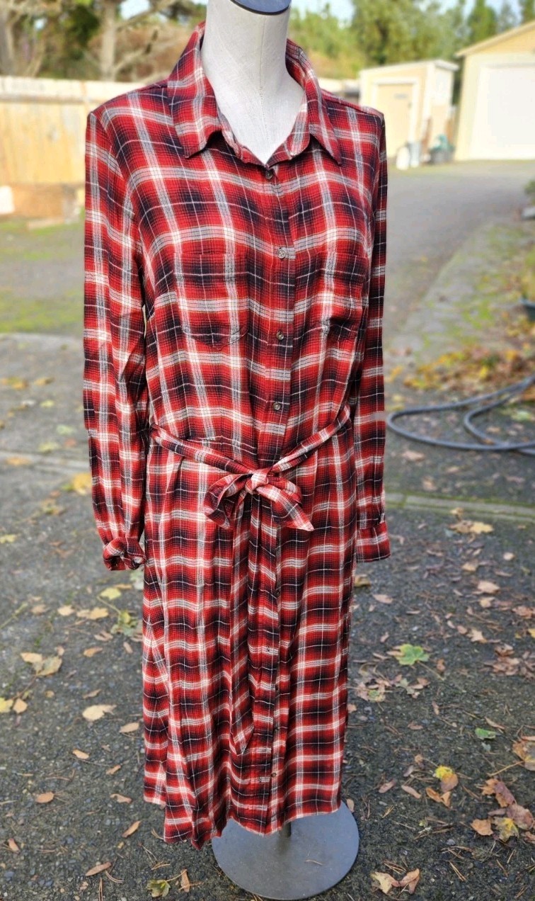 Universal Thread Boho Hippie Plaid Dress Size L Long