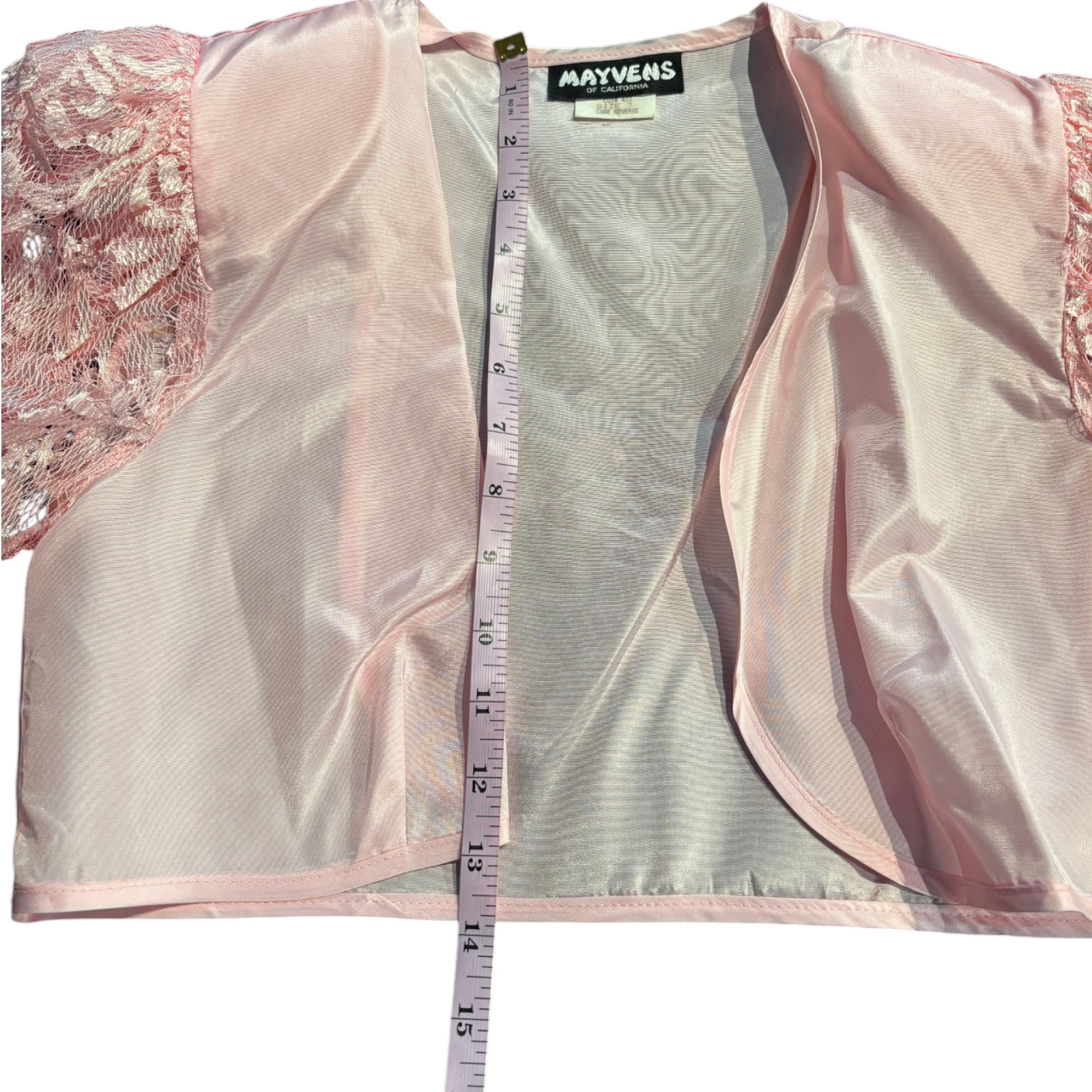 Vtg 90s pink Lace Fit & Flare Party Prom Dress w bolero jacket juniors sz 3
