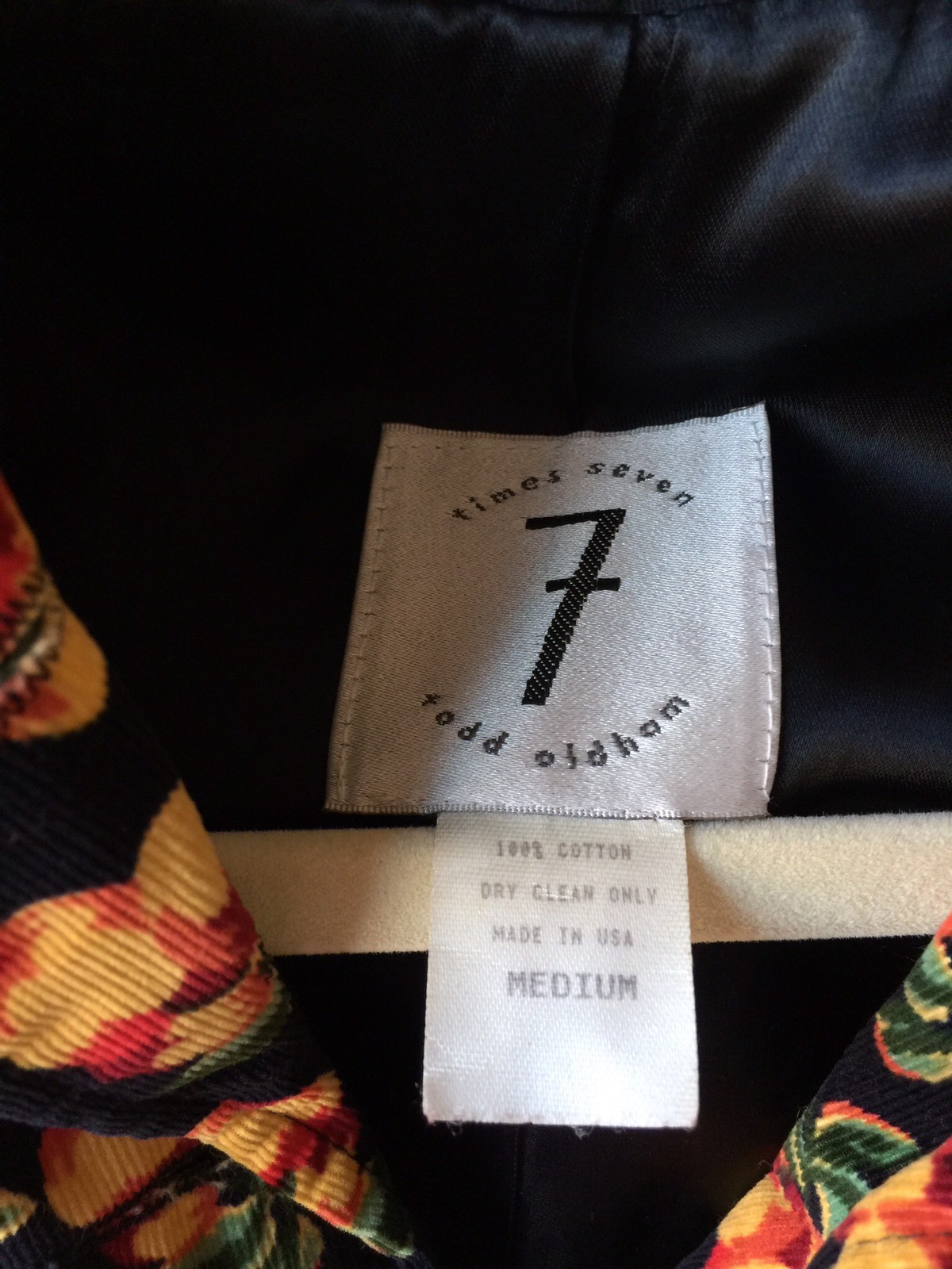Vtg 90’s Todd Oldham Times Seven 7 Peach Print Corduroy Top Shirt Jacket Size M