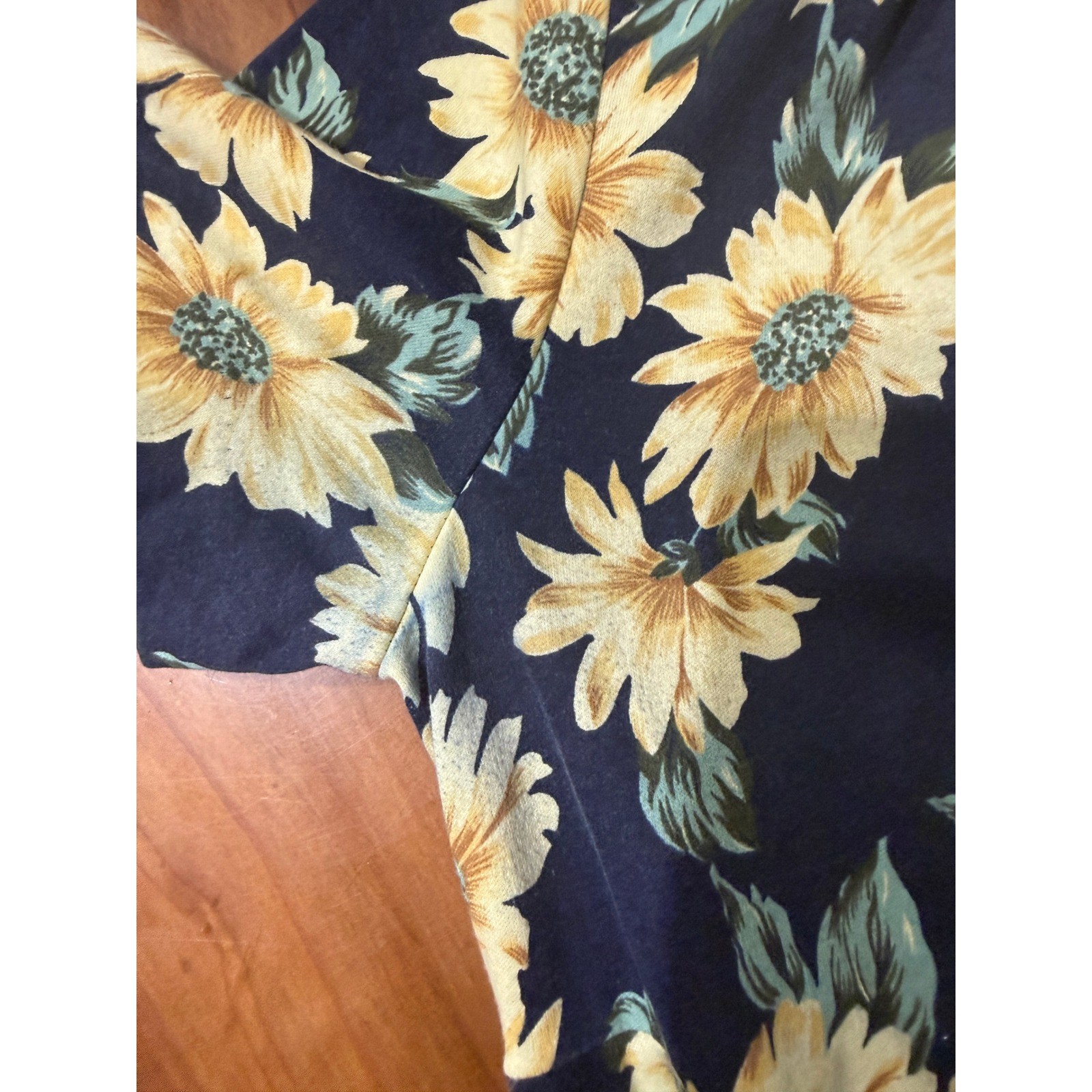 Vintage 80s 90s Dress Paquette Too! Cotton 6 Floral Sunflower Short sleeve V3-26