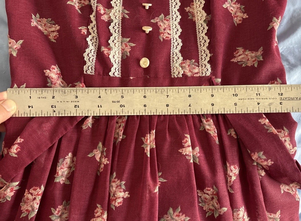 VTG Candi Jones California Prairie Dress High Neck Maxi Cottagecore Lace SZ 2/4
