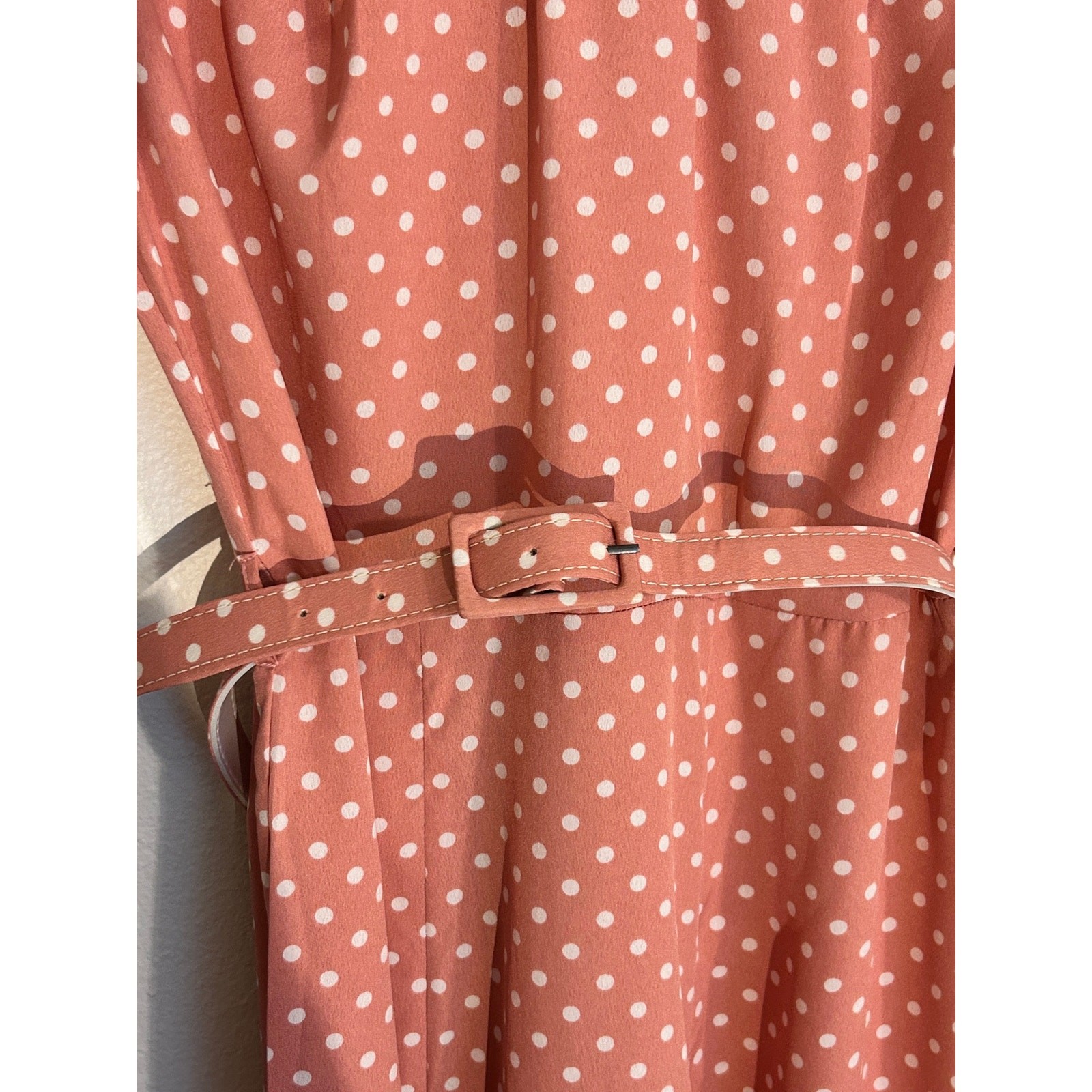 Hell Bunny Vixen Pink Polka Dot 1940s Retro Midi Dress Size Medium