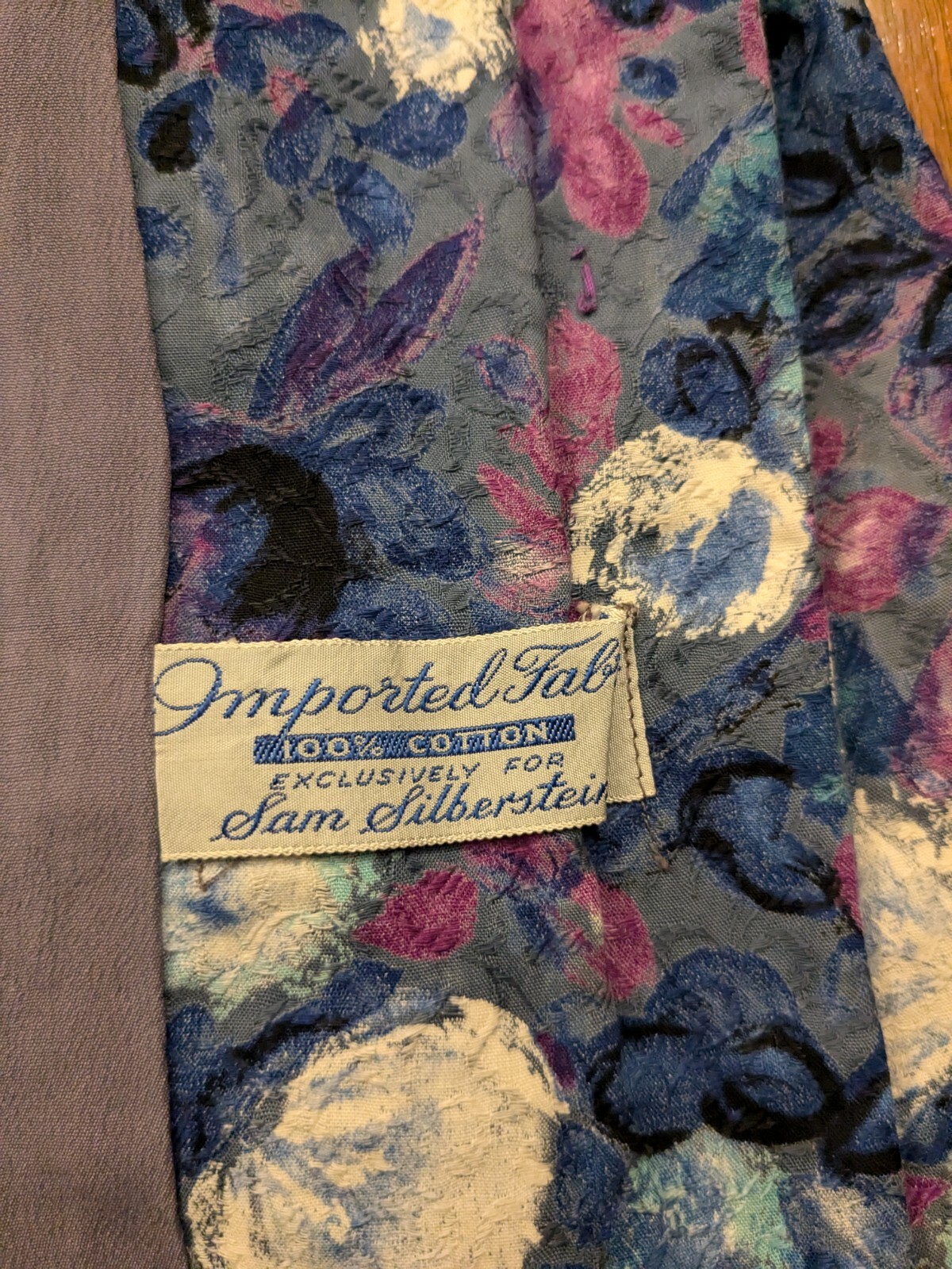 Floral Purple Blue White Vintage 1960s Jacket 3/4 Sleeve