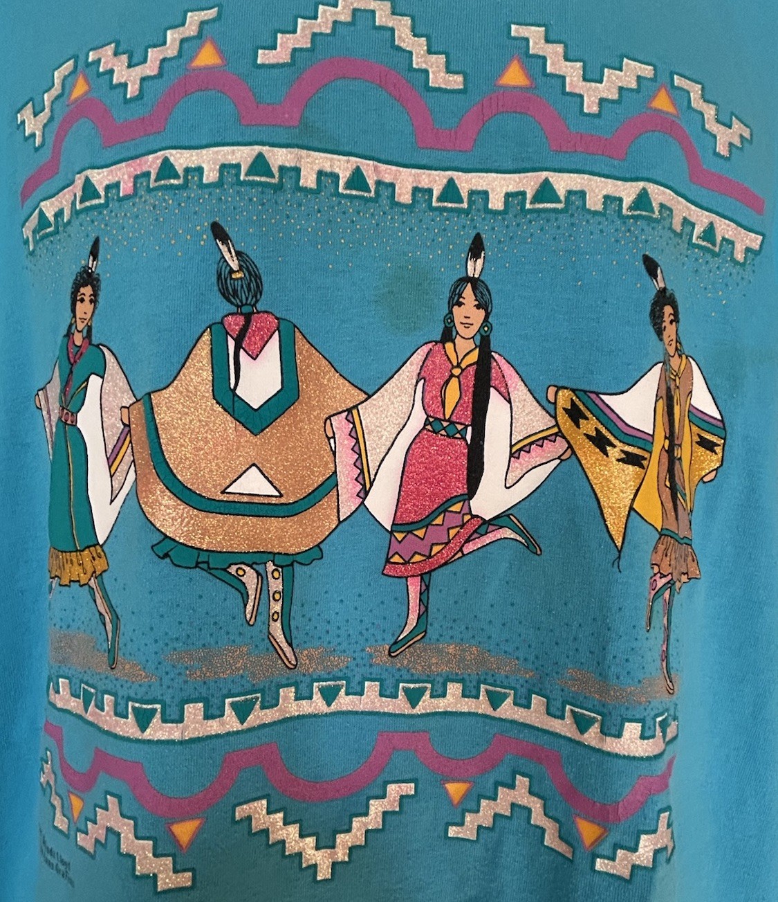 VTG 1992 Native American Princess T Shirt Belinda Lloyd 2 Guns Grafix 2XL READ