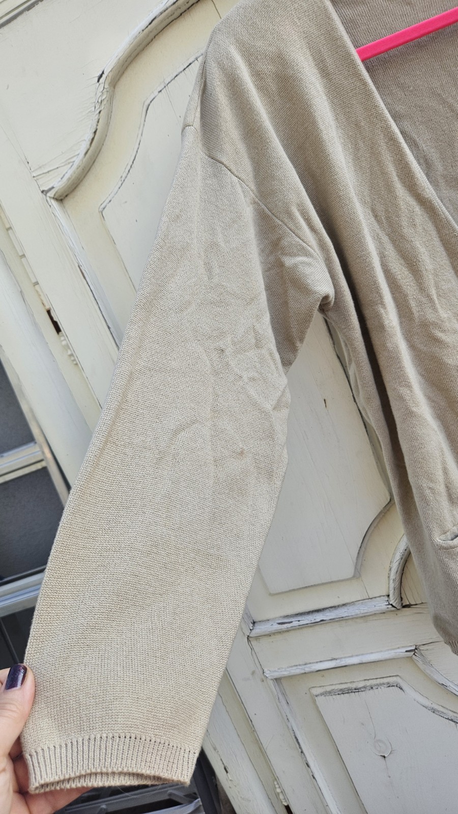 Vintage Pringle Of Scotland Beige 100% Cotton Front Pocket Cardigan Size L