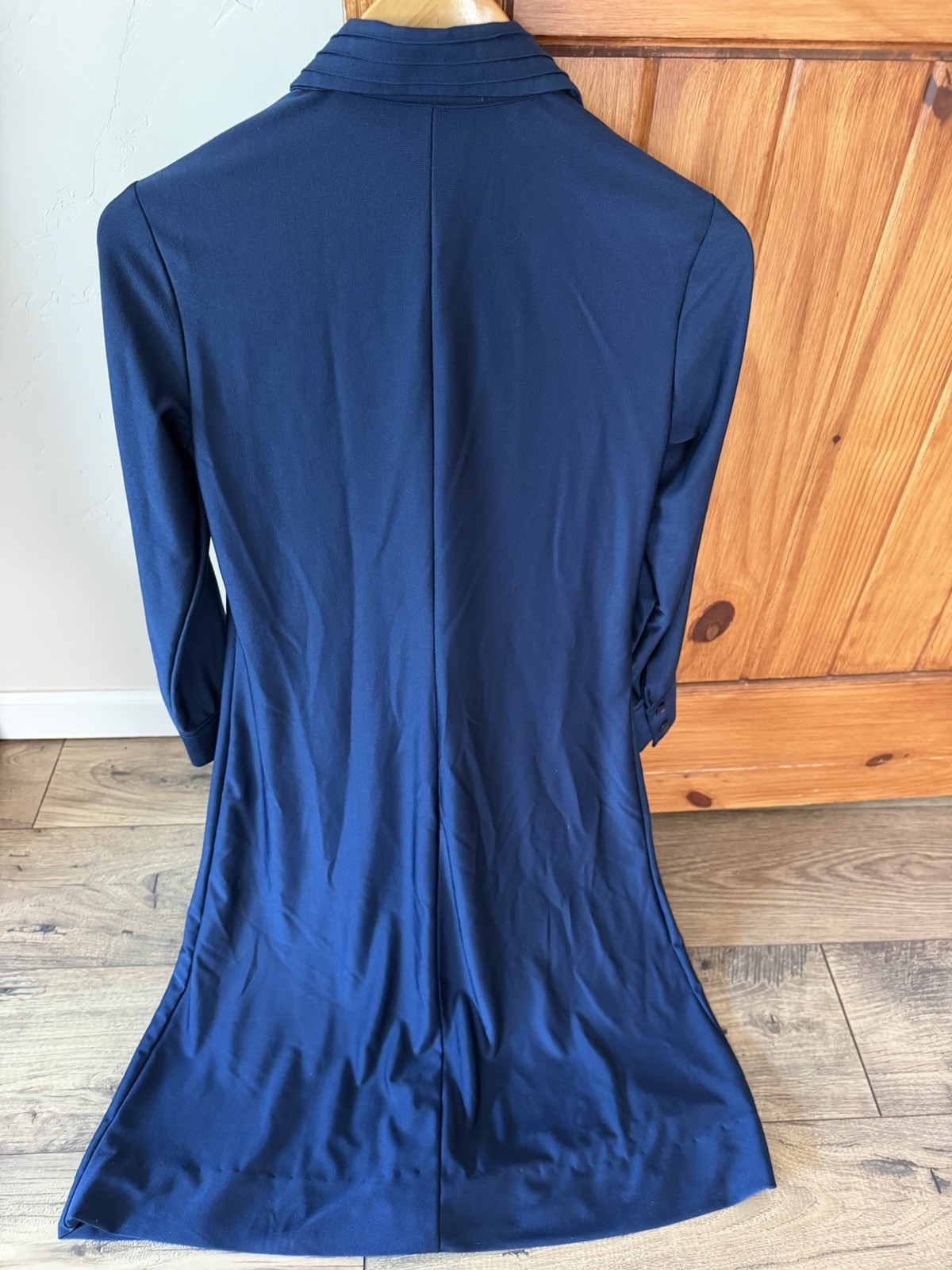 Vintage Lanvin Paris New York I. Magnin Blue Pleated Shirt Dress 10 USA made