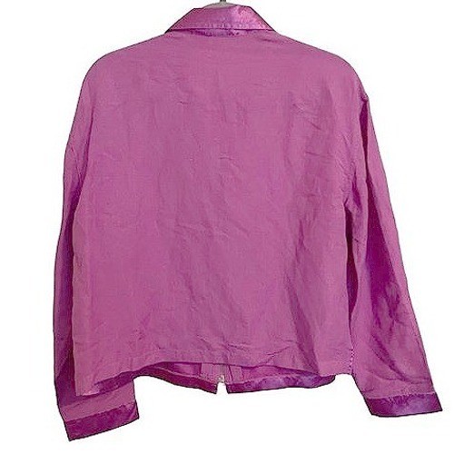 Vtg Newport News silk Linen Jacket Medium Pink Fuchsia light weight Flowy