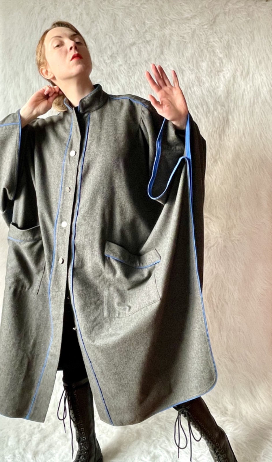 Vintage West Germany Wool Cape Coat | Avant-Garde Oversized Cloak | Minimalism