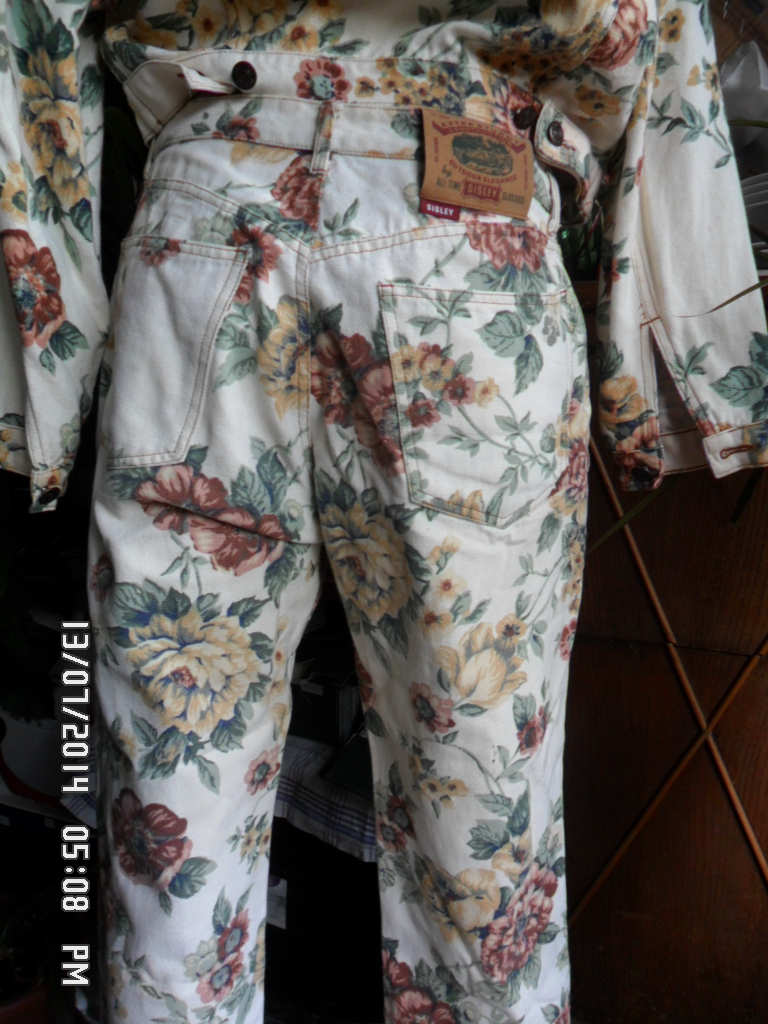ORIGINAL VINTAGE 80s Womens 100% Cotton SISLEY Jacket + Jeans Size S + 32