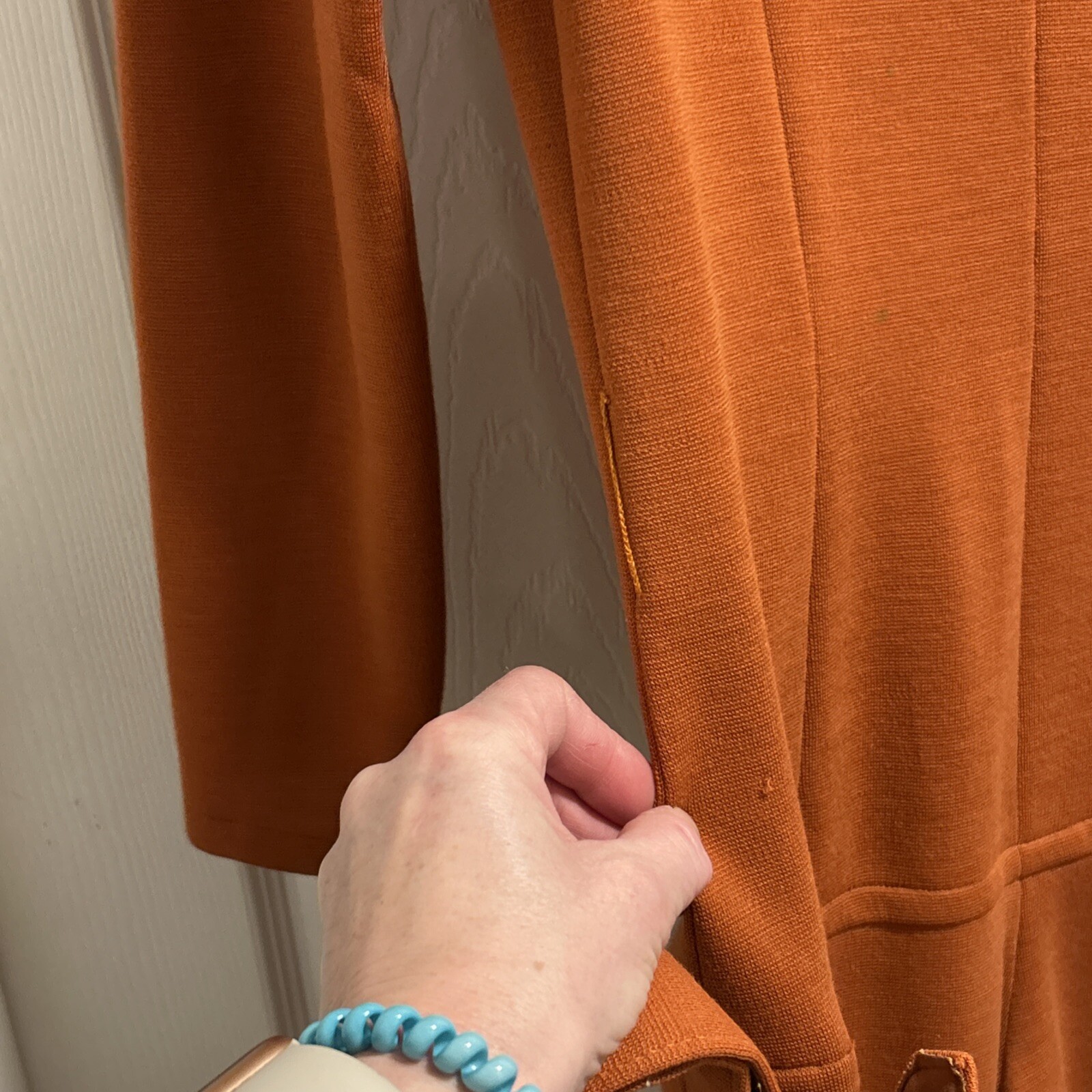 Vintage 70s jumper burnt orange color Chuck Howard boutique damage see DAMAGE
