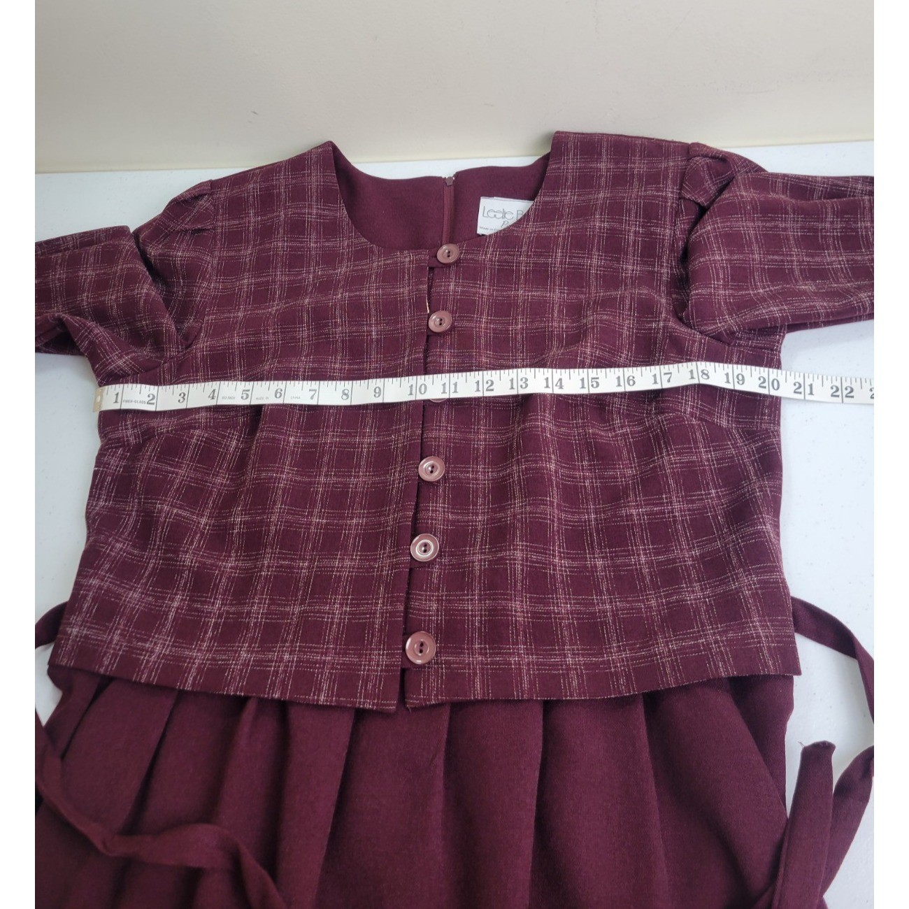 NOS Leslie Belle Dress Vintage 90s Plaid Bodice Midi Career Modest Purple 12P