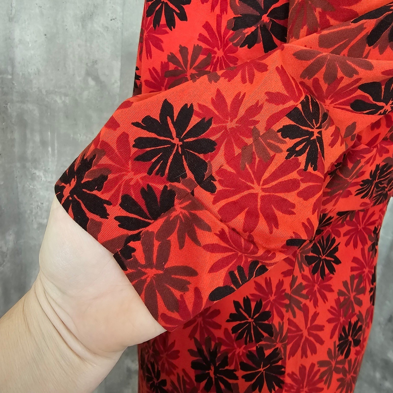 Vintage 60s Red Black Floral Wiggle Draped Back Dress Bow Waist Cocktail Party