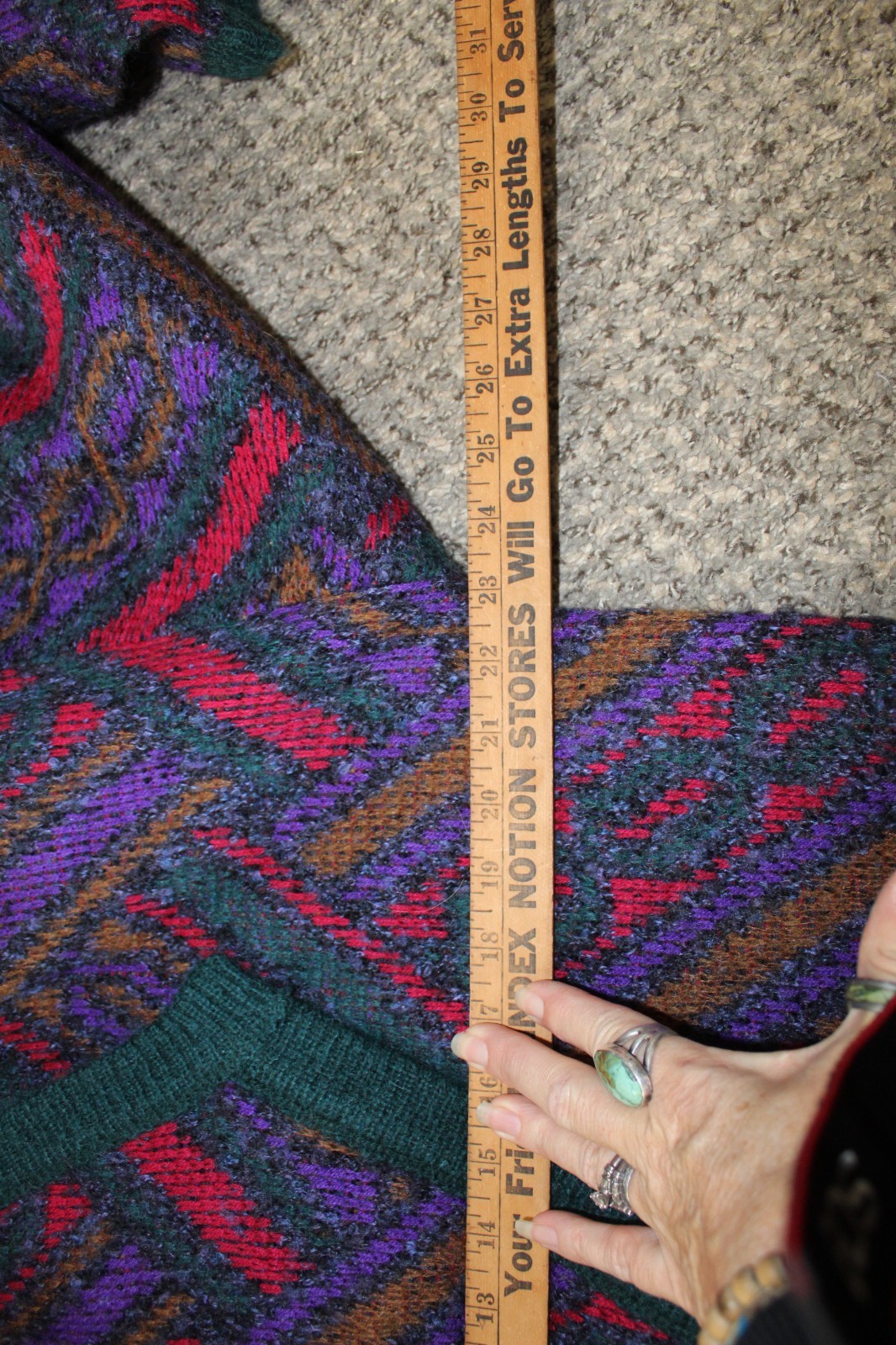 Cervelle Vintage 80s Liola Geometric Patterned Cardigan Shoulder Pads Warm